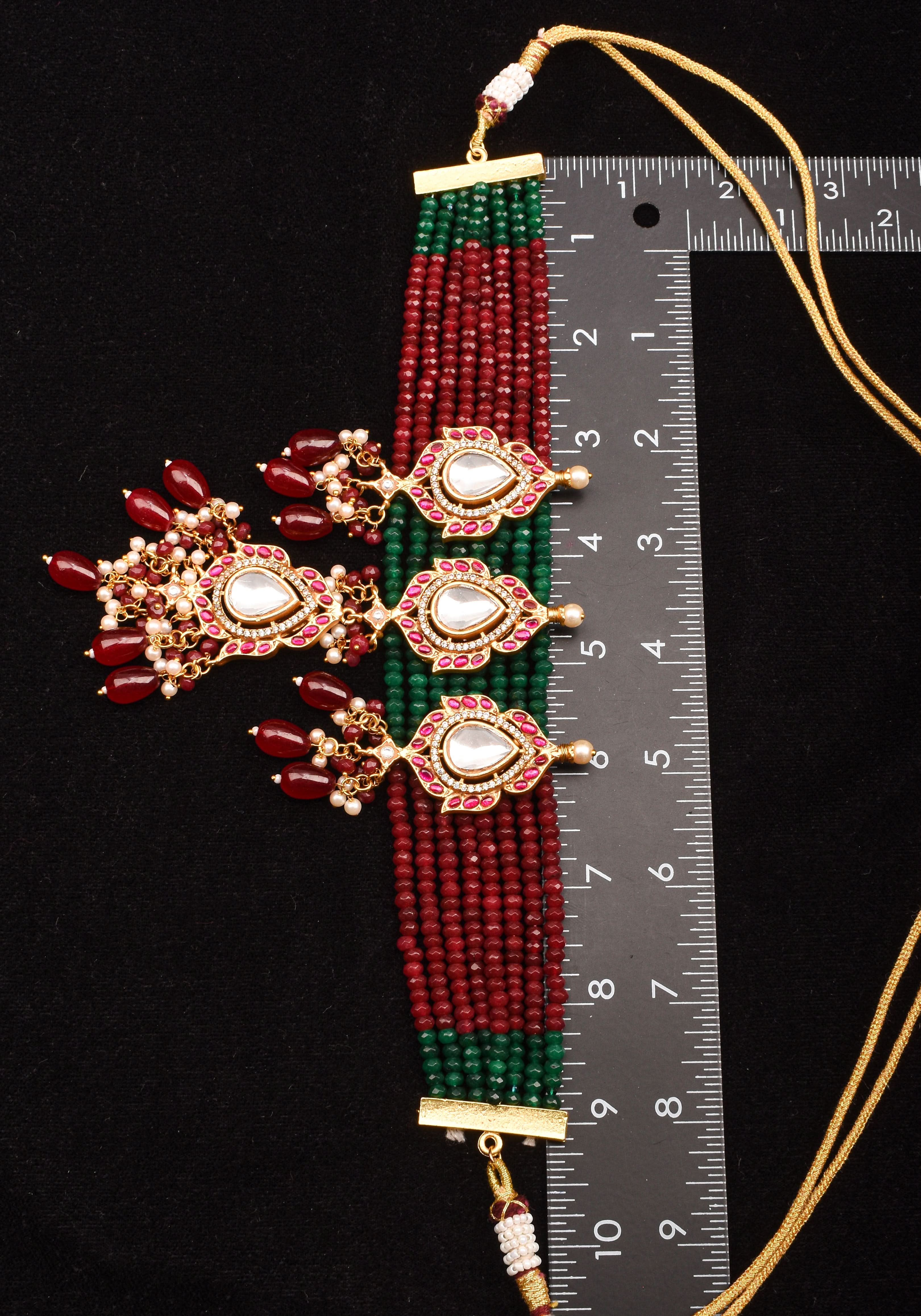 Antique Jadau multistrand Choker with floral Units, No earrings | SHOBITAM