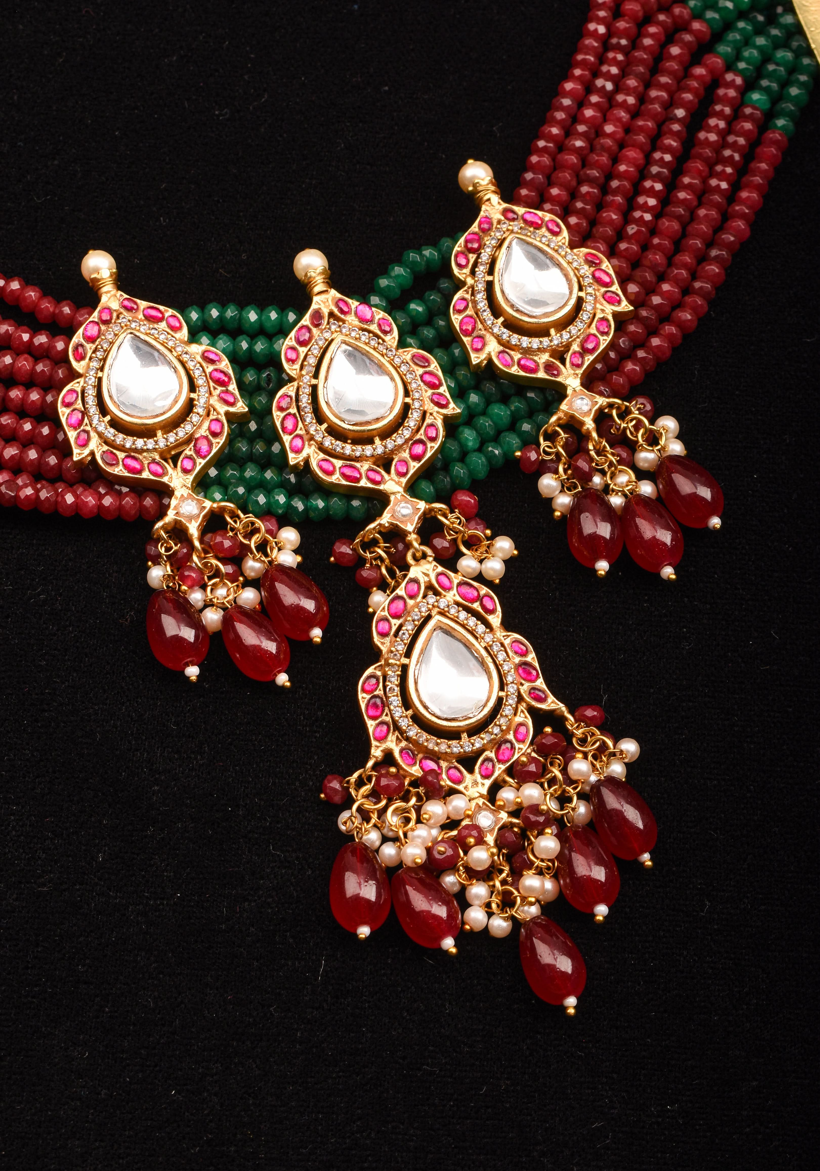 Antique Jadau multistrand Choker with floral Units, No earrings | SHOBITAM