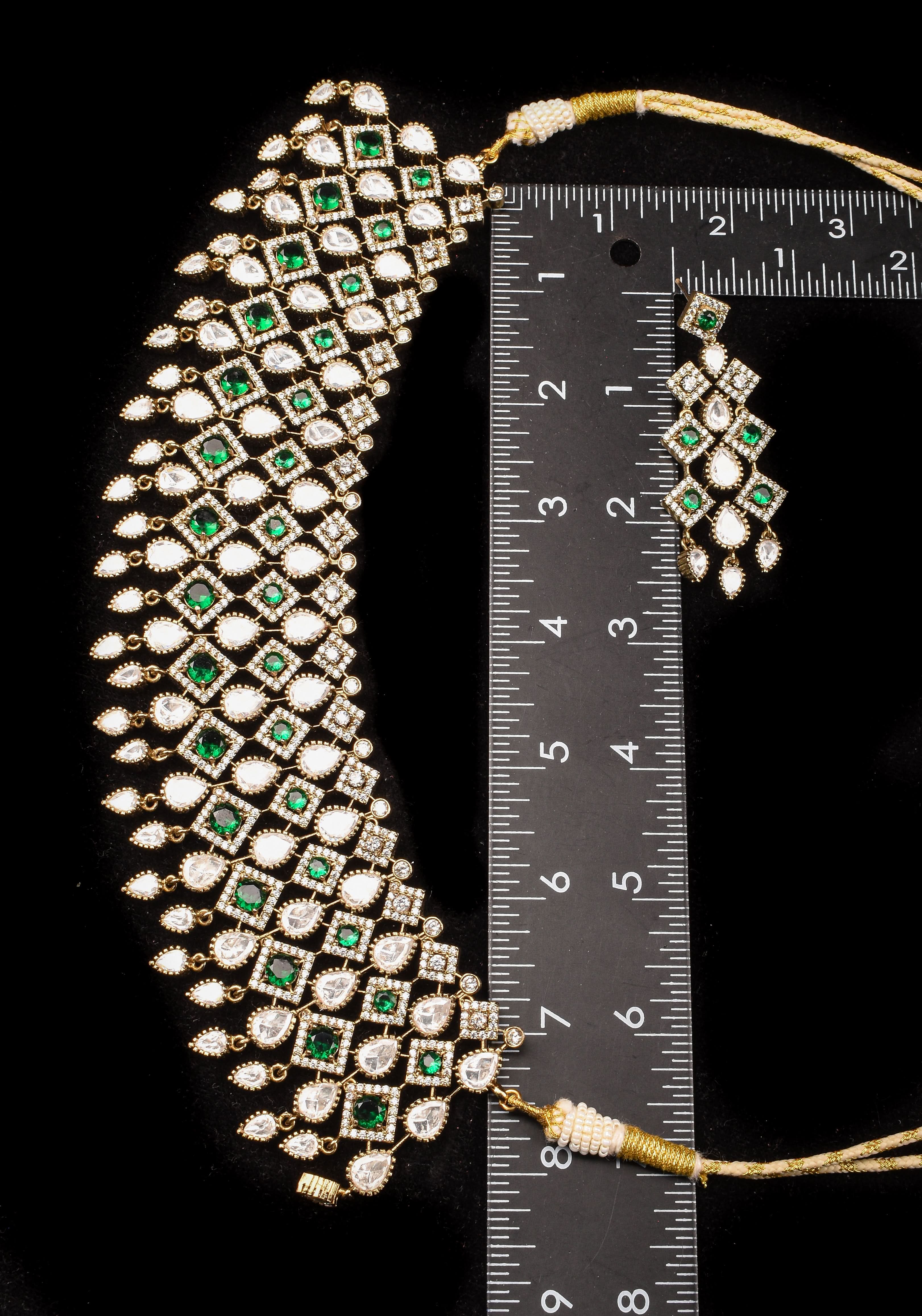 Victorian Choker set with stone Detailing and Teardrop shape dangling | SHOBITAM