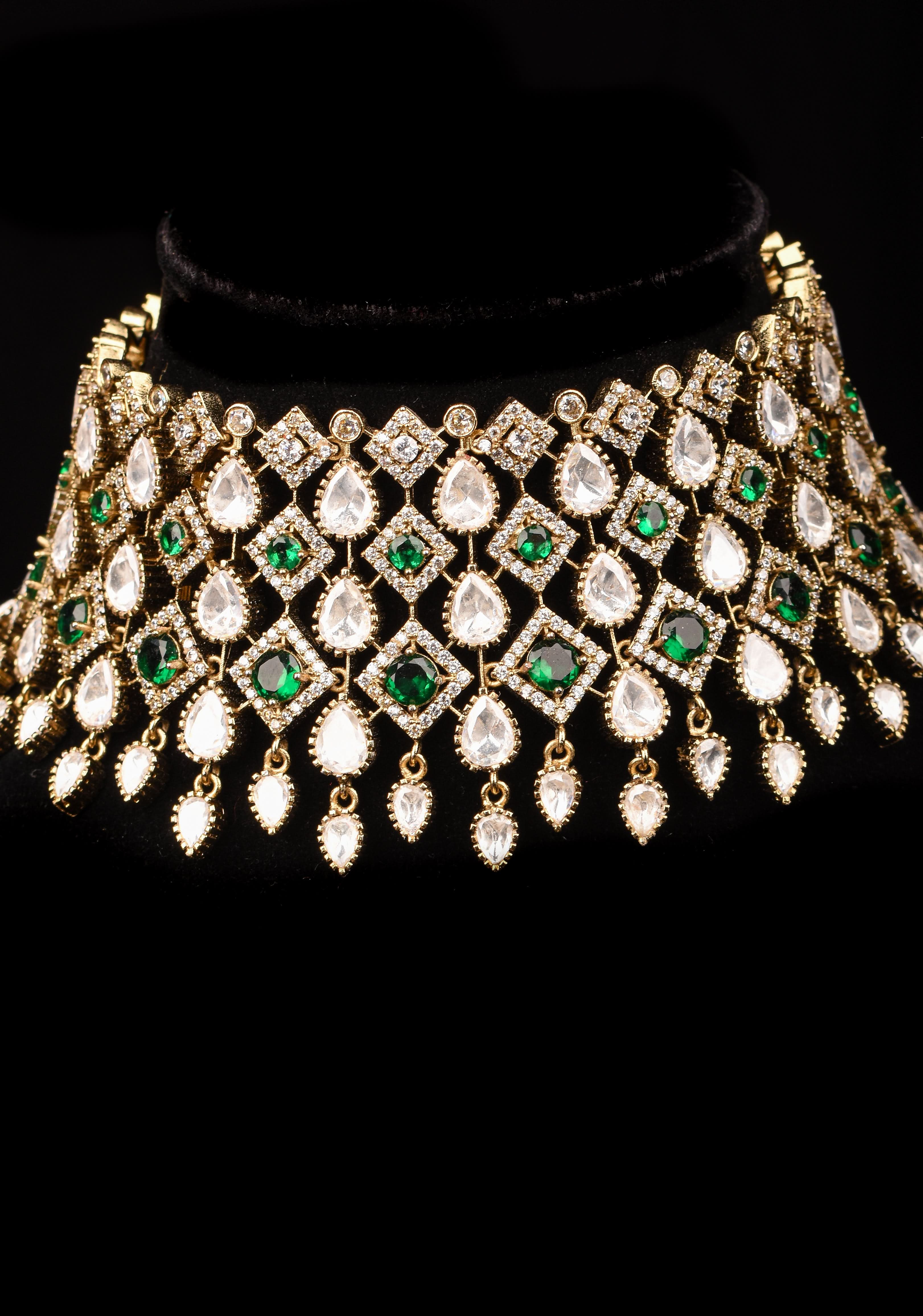 Victorian Choker set with stone Detailing and Teardrop shape dangling | SHOBITAM