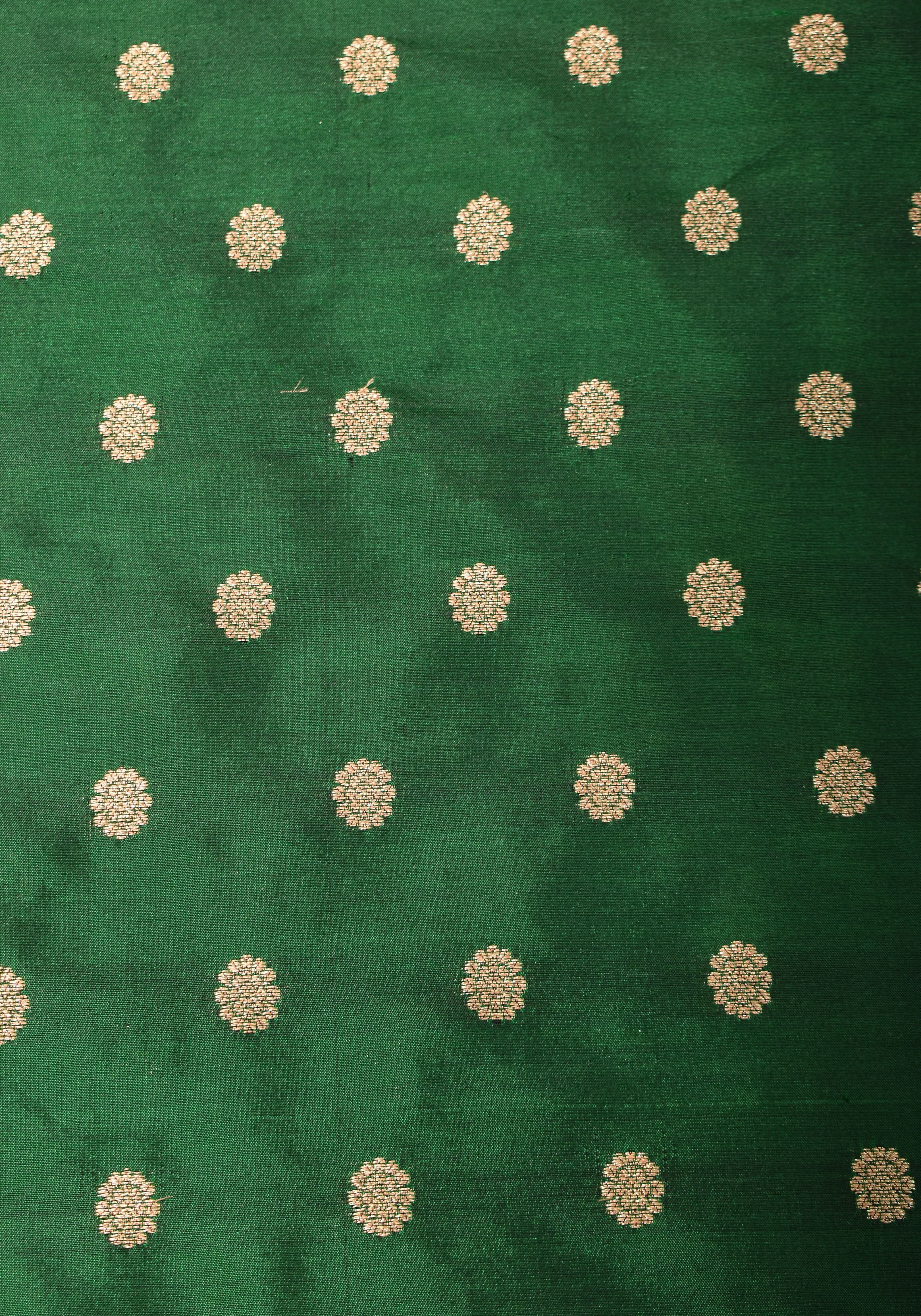 Vidya Balan Kanjivaram Pure Silk Blouse in Emerald Green with zari buttas , Mix and match Blouse for saree | Shobitam