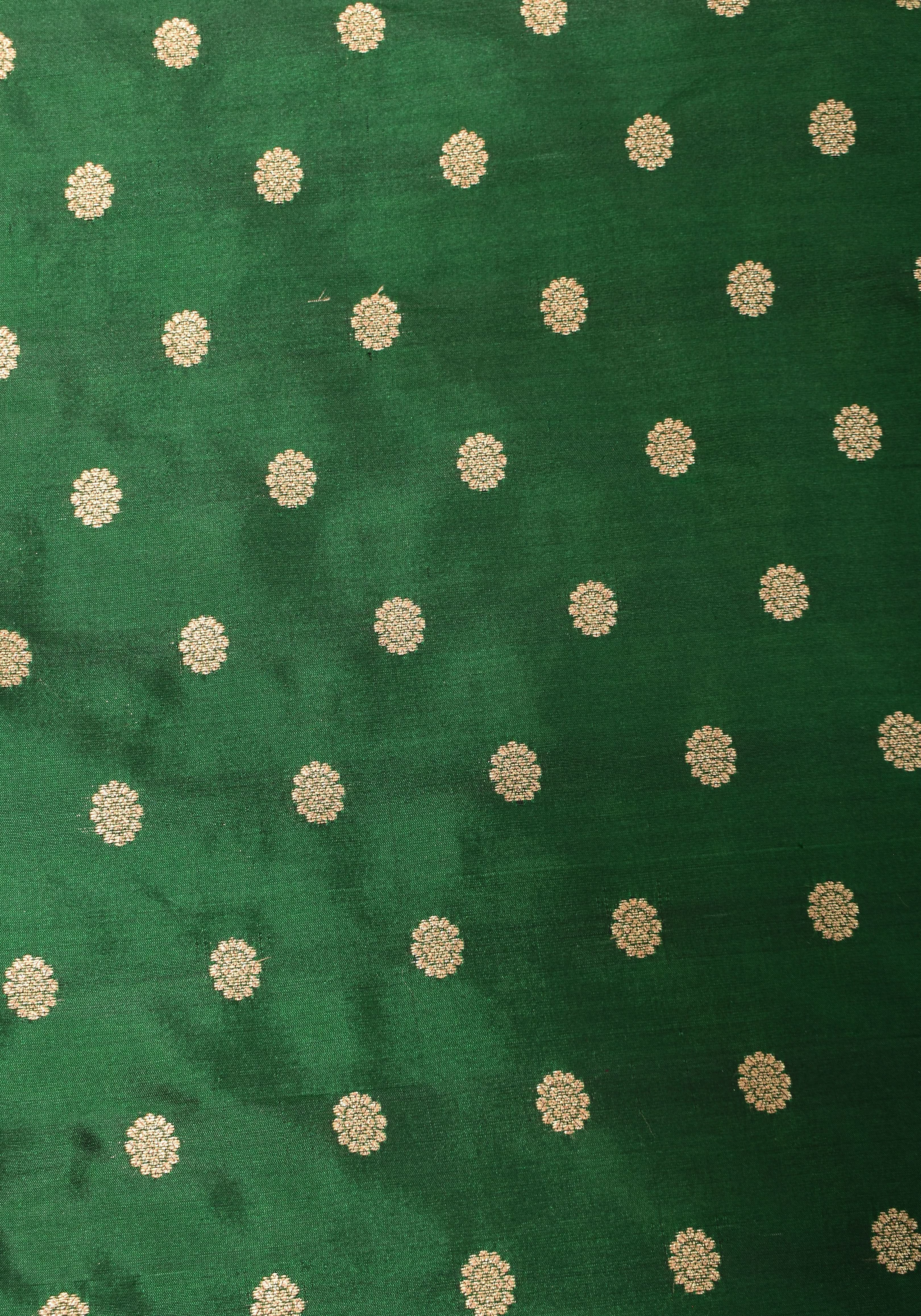 Vidya Balan Kanjivaram Pure Silk Blouse in Emerald Green with zari buttas , Mix and match Blouse for saree | Shobitam