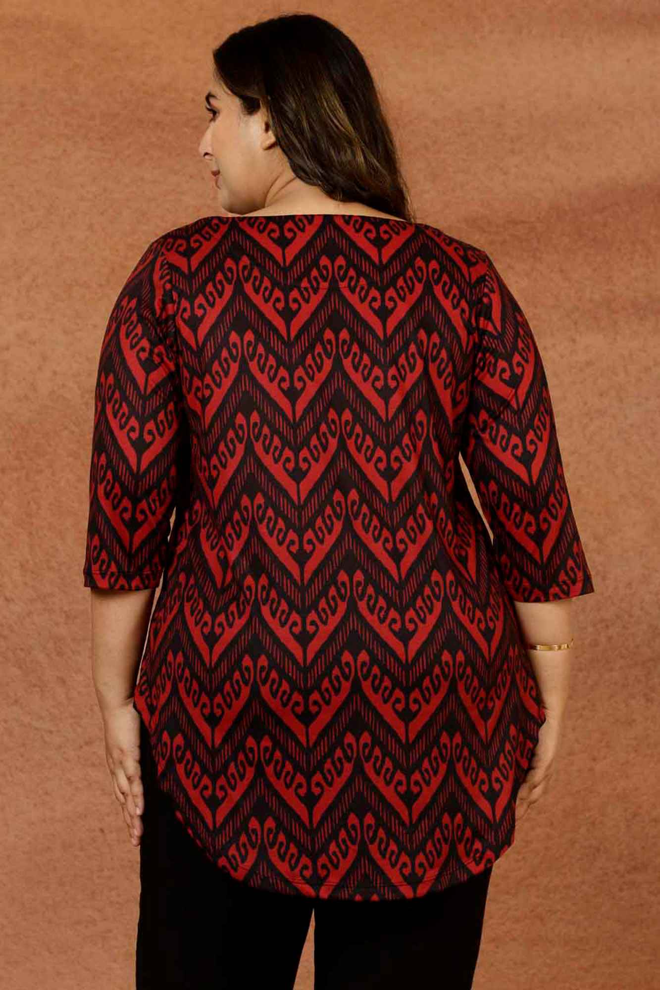 Maroon Black Plus Size Top in Soft knitted fabric | Made to Order