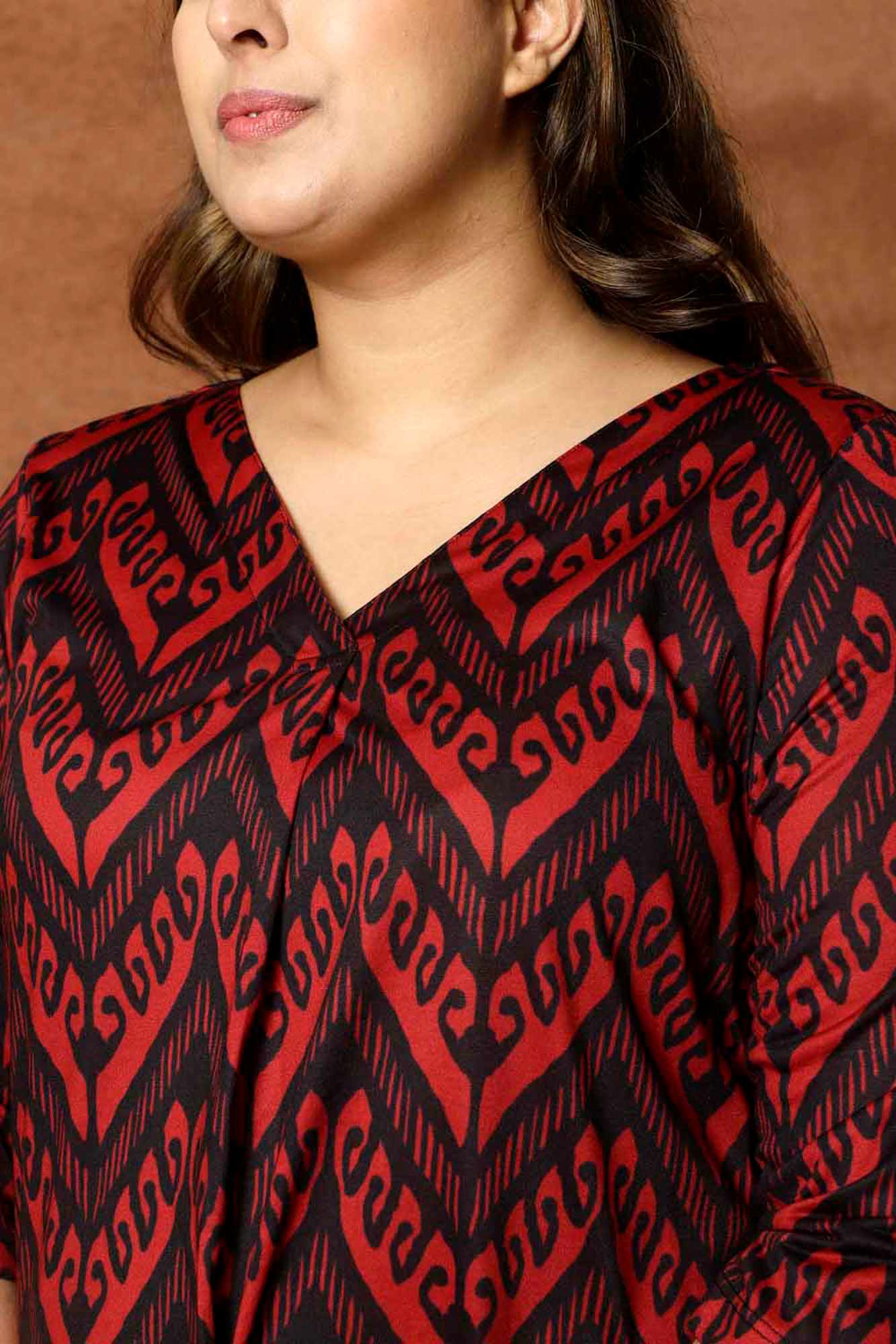 Maroon Black Plus Size Top in Soft knitted fabric | Made to Order