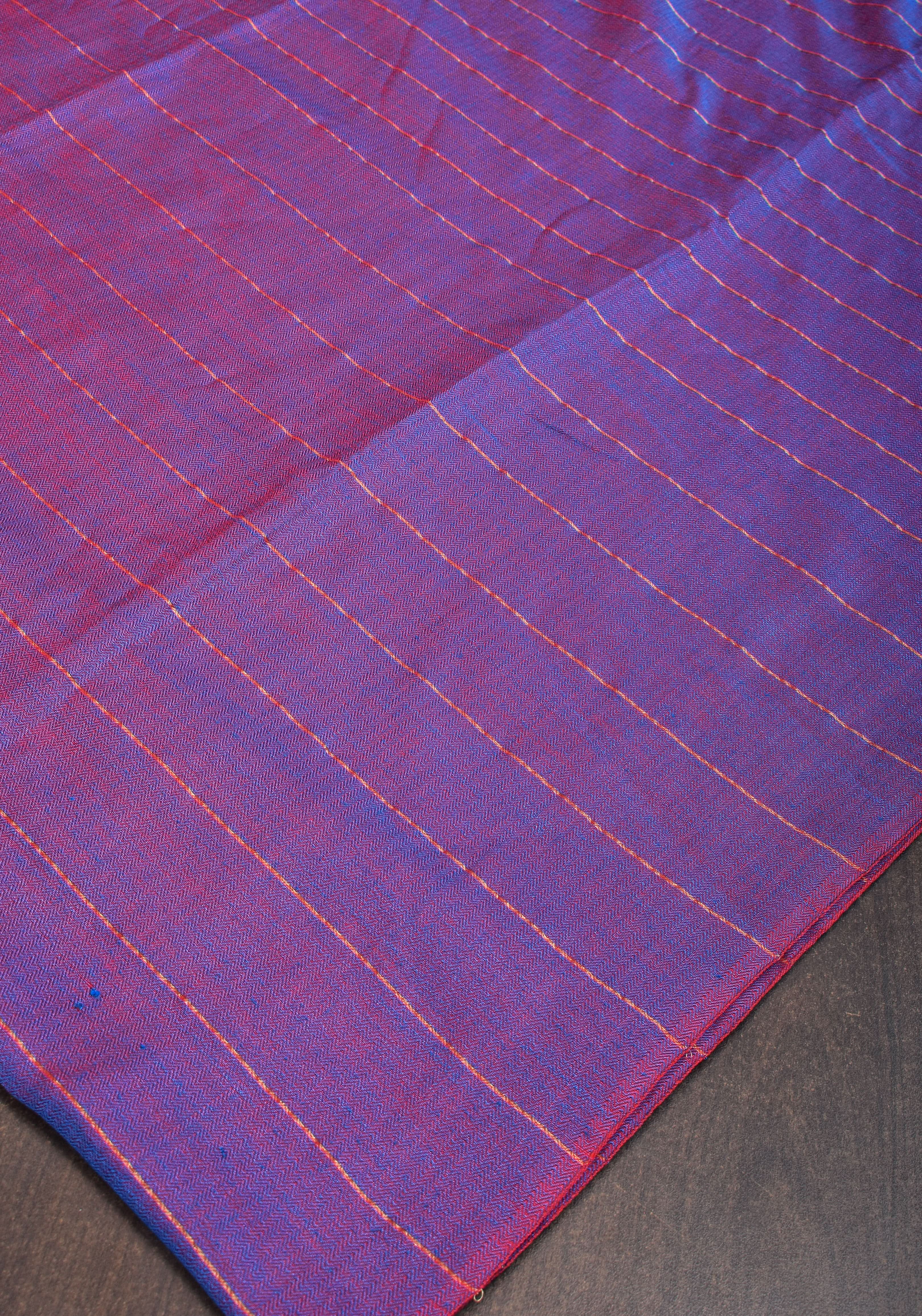 Reversible Maheshwari Saree in Mercerised Cotton with Extra Long tassles in Purple, no blouse Piece | Shobitam
