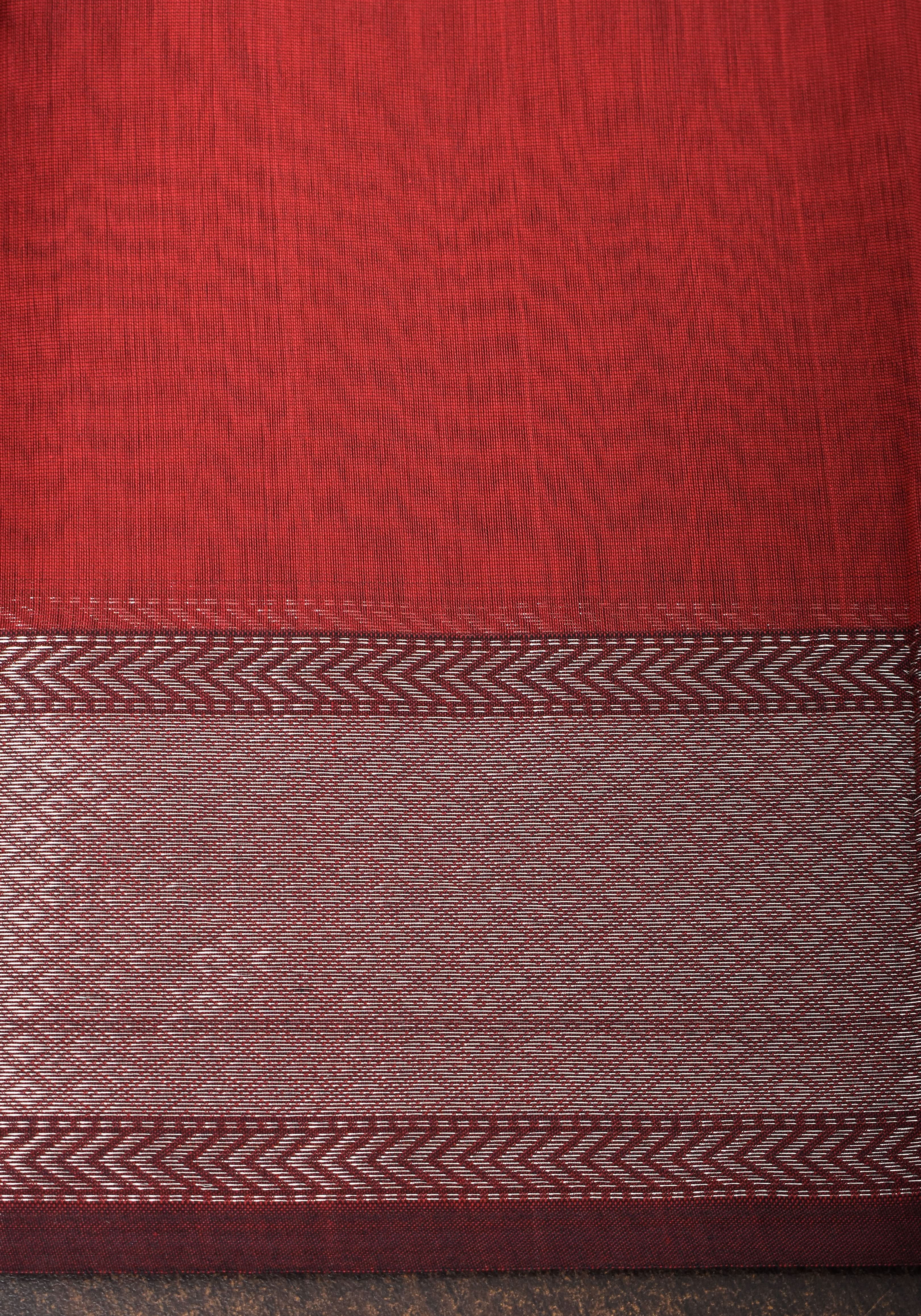 Exquisite Meenakari Handwoven Maheshwari Silk Cotton Saree in Red with meenakari buttas | Shobitam