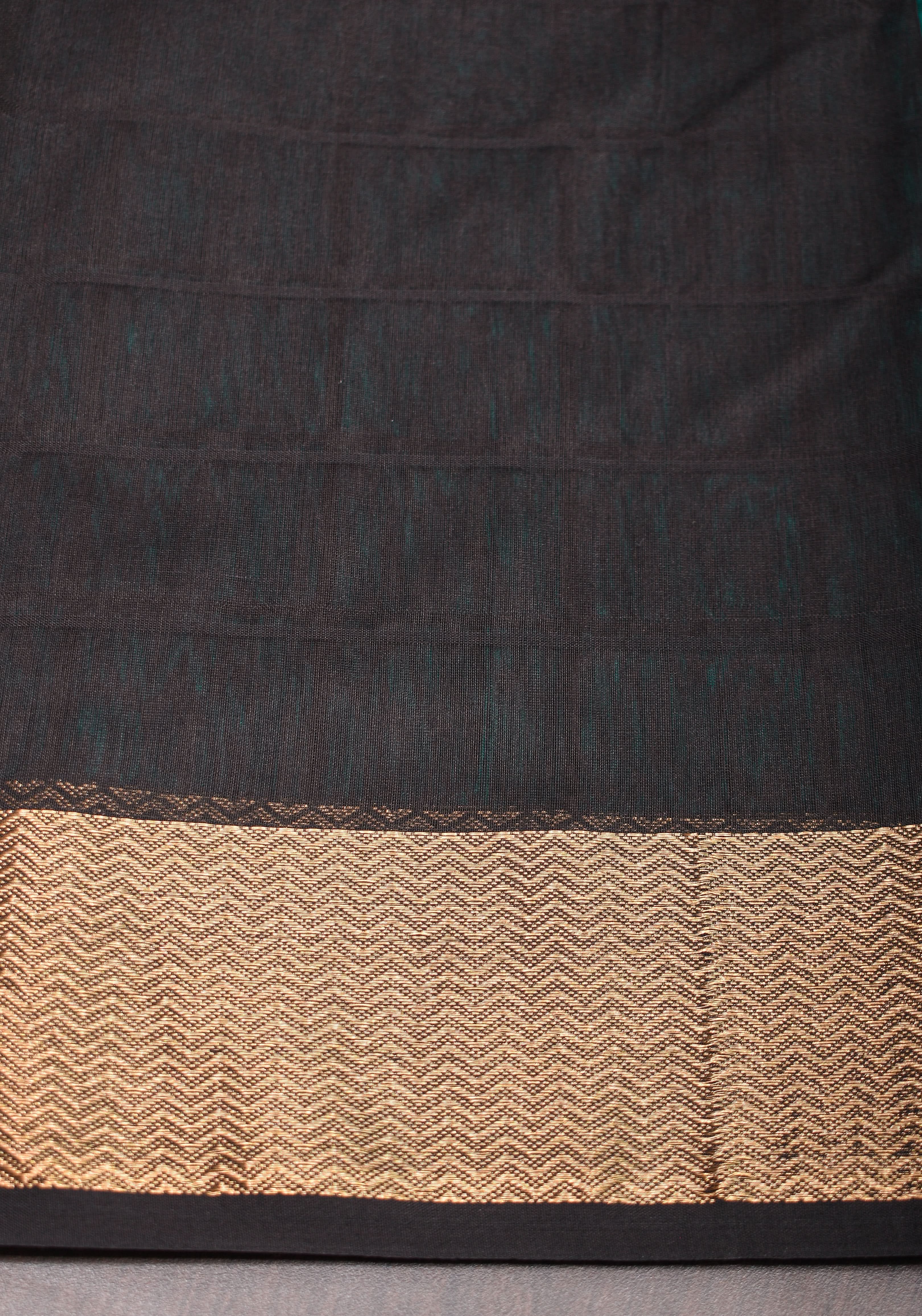 Handwoven Maheshwari Silk Cotton Saree in Teal and Gold with checks | Shobitam