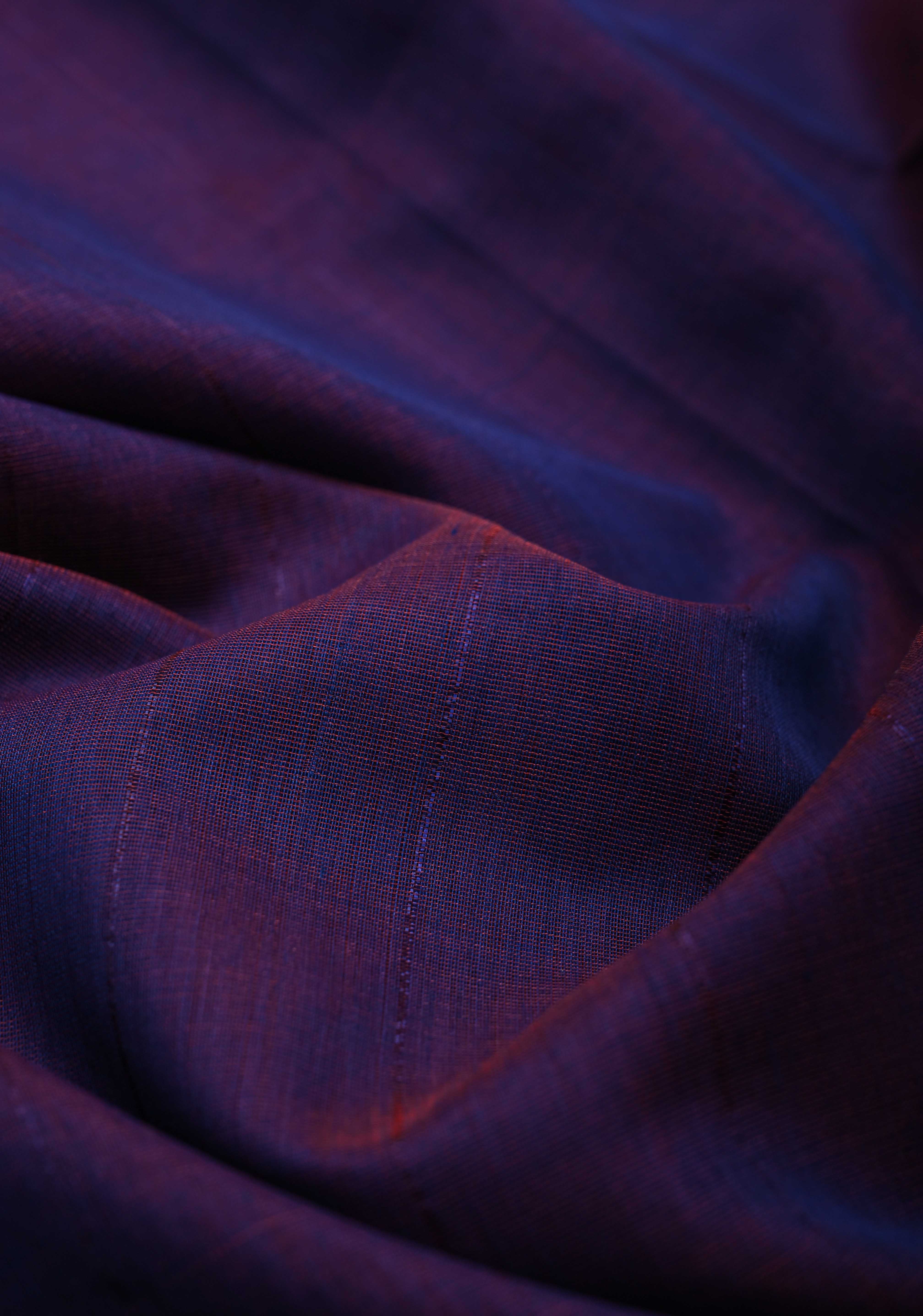 Purple Dual tone Handwoven Maheshwari Silk Cotton Saree with Muted Stripes and Zari Borders | Shobitam