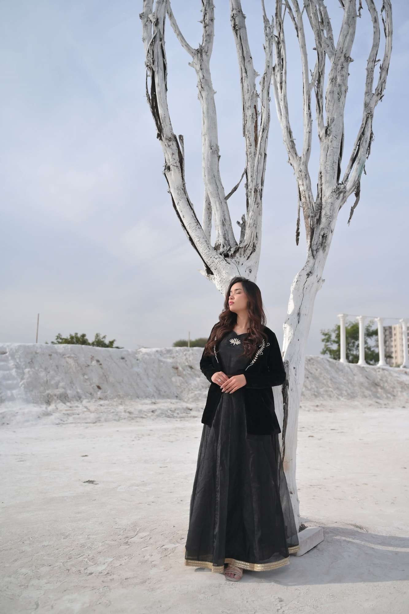 Saira Blouse, Blazer and skirt set in Black | Made To Order