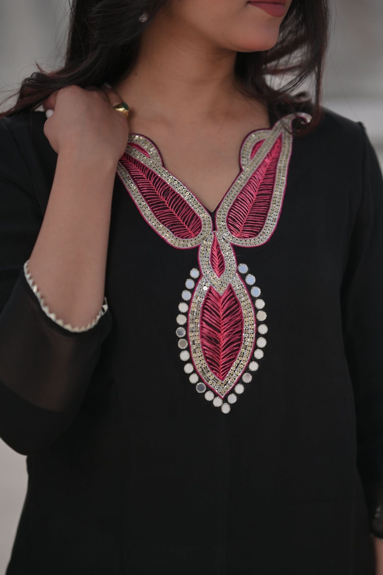 Zehra Chiffon Short Kurti and Dhoti Pants 2 Piece Set| Made To Order