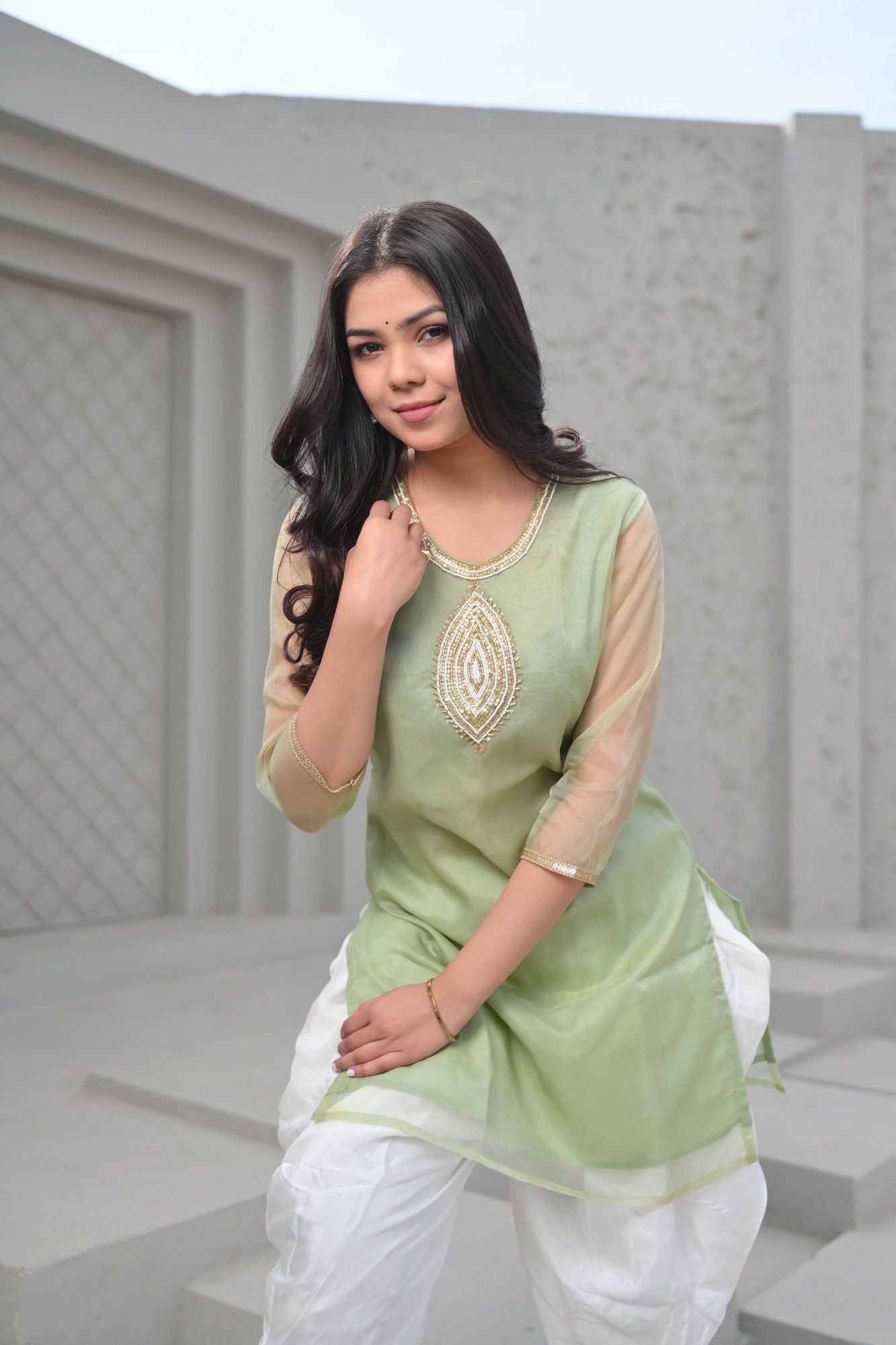 Hansika Organza Short Kurti and Dhoti Pants 2 PIece Set | Made To Order