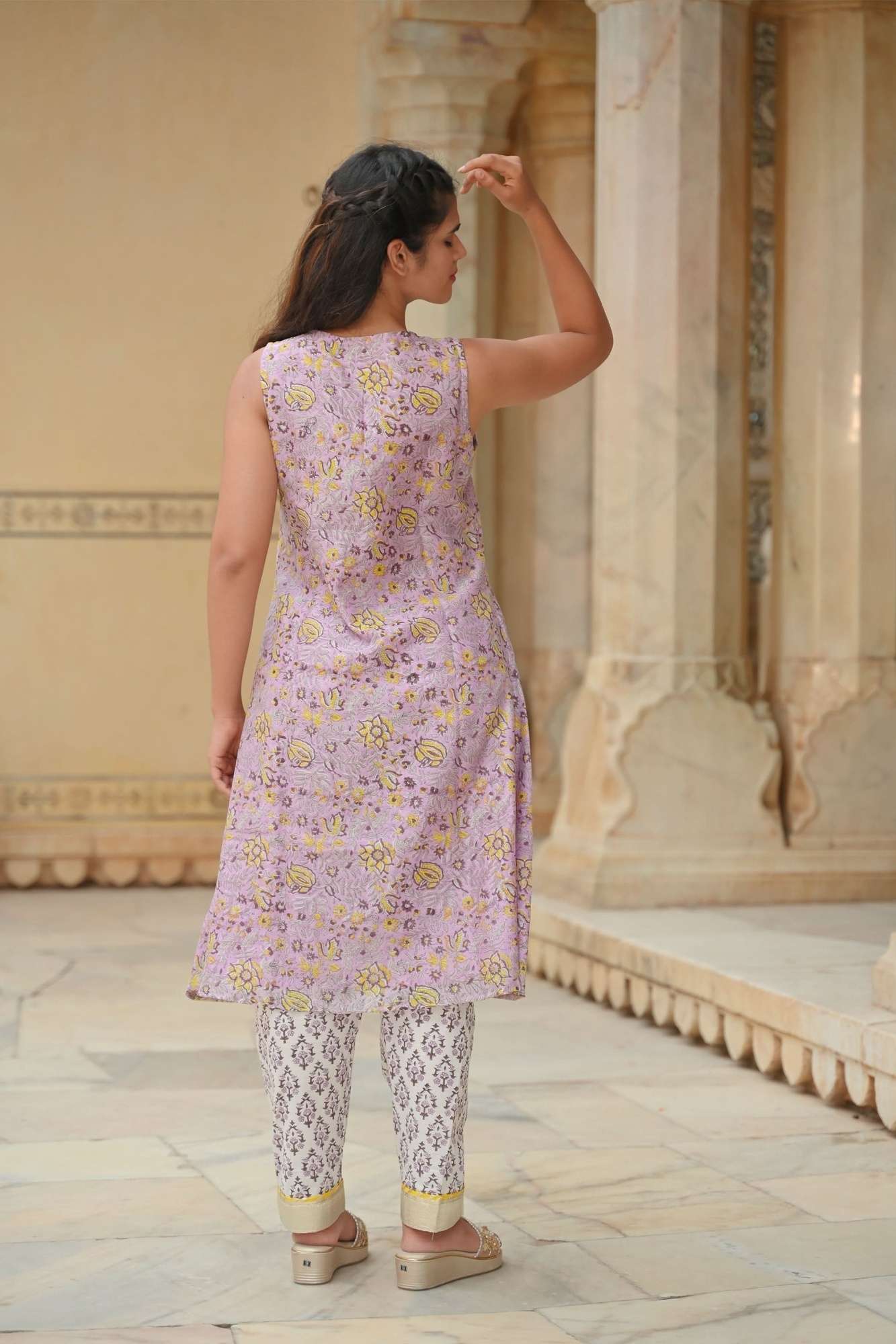 Asawari 3 piece Suit Set in Chanderi Cotton, Made to order, Sleeve option available