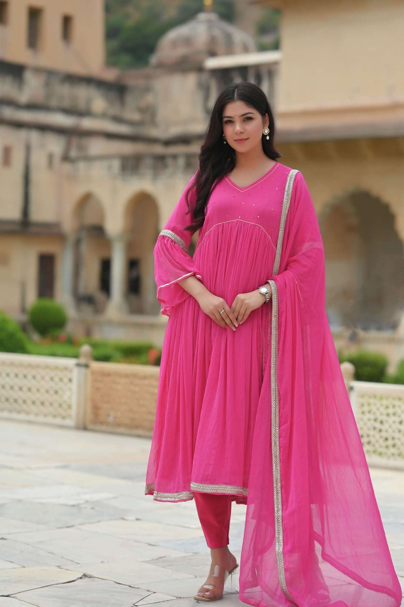 Rani Love Pleated Fish Tail Yoe Cut Pleated Anarkali Set, Made to Order