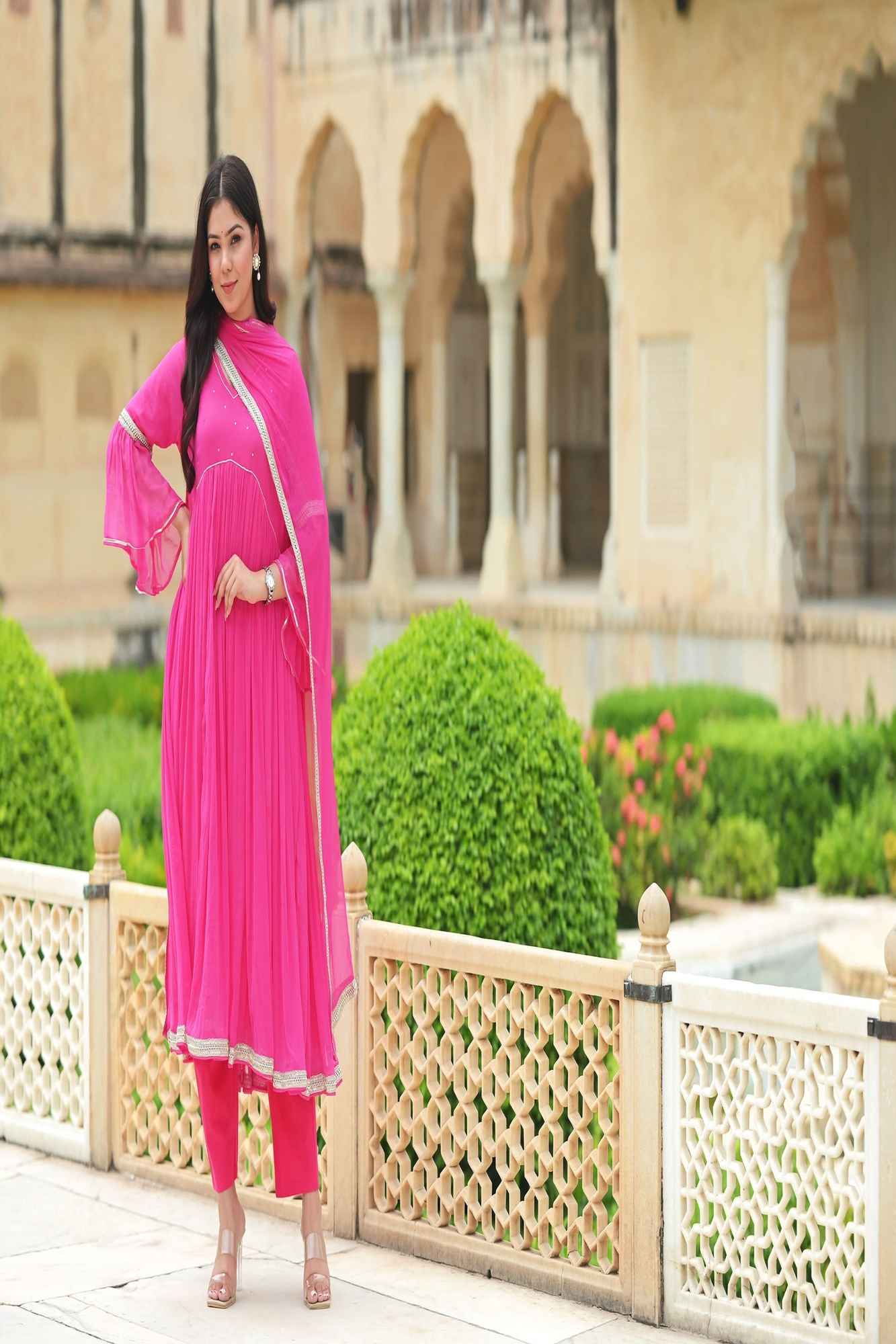 Rani Love Pleated Fish Tail Yoe Cut Pleated Anarkali Set, Made to Order