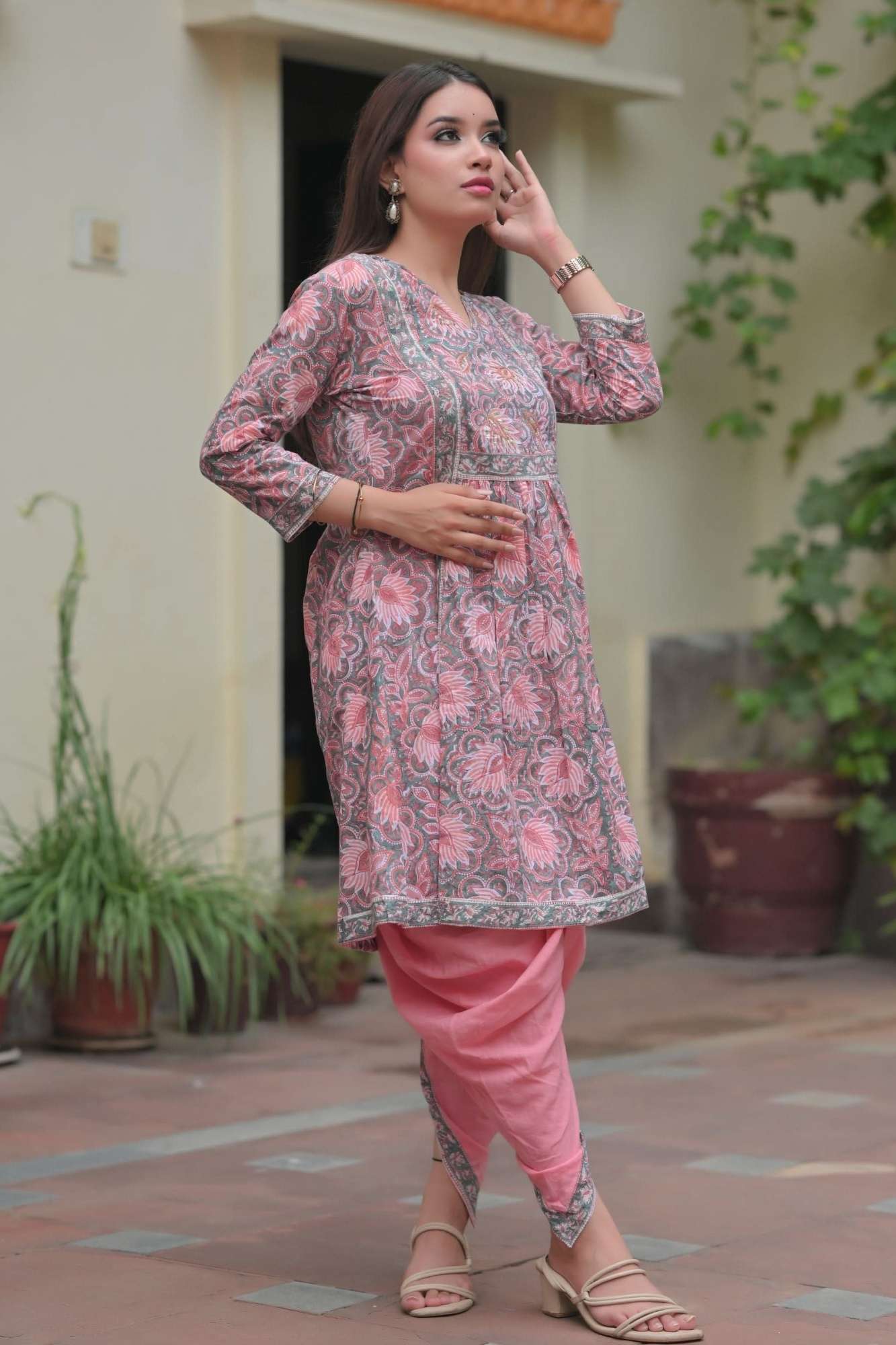 Seher block print Kurta with Dhoti pants - 2 piece Set | Made To Order