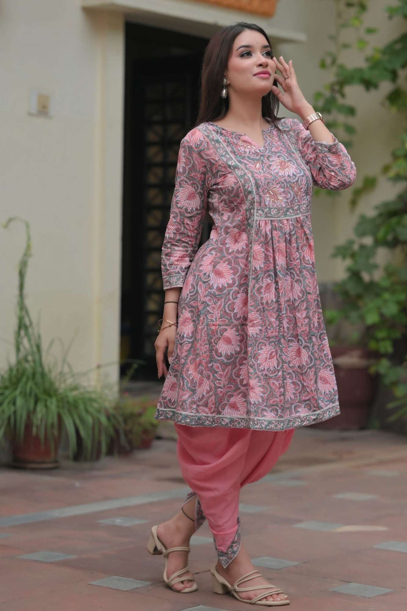 Seher block print Kurta with Dhoti pants - 2 piece Set | Made To Order