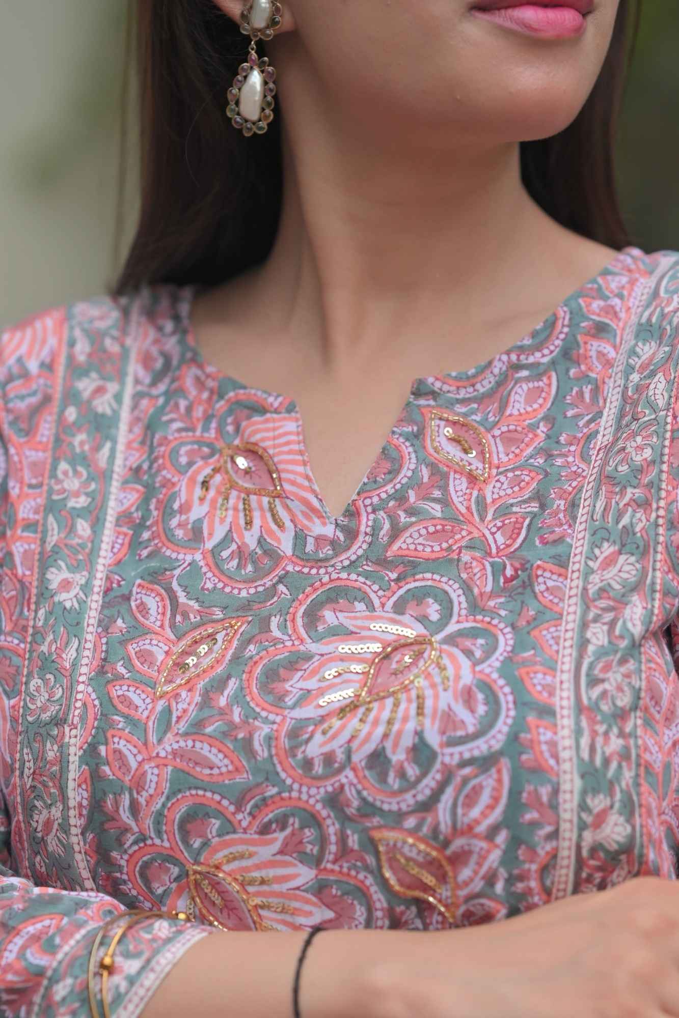 Seher block print Kurta with Dhoti pants - 2 piece Set | Made To Order