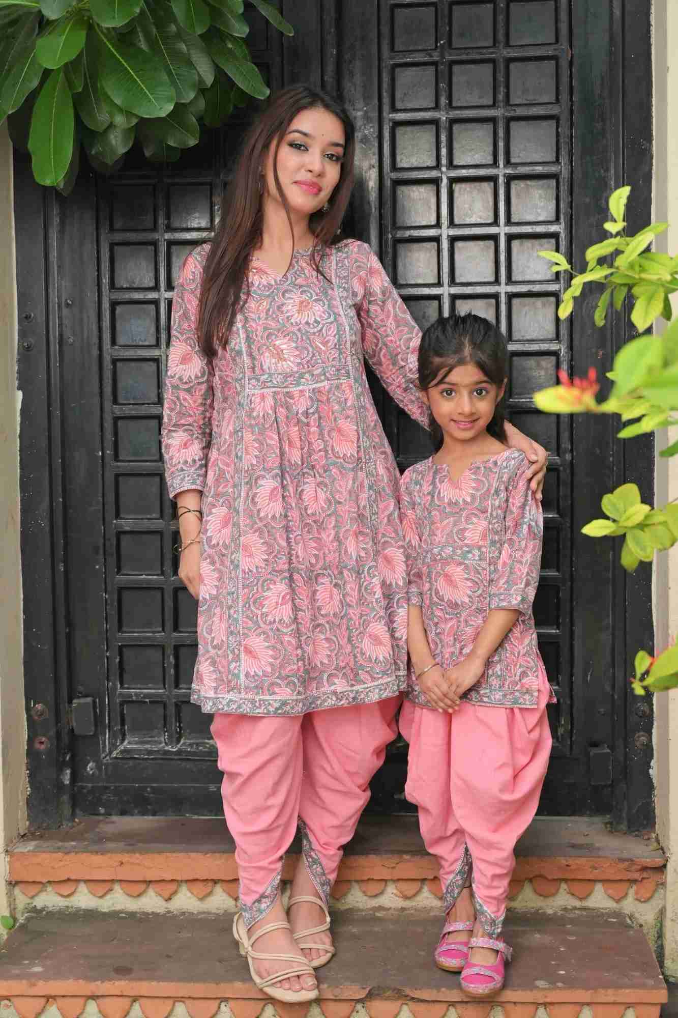Seher block print Kurta with Dhoti pants - 2 piece Set | Made To Order