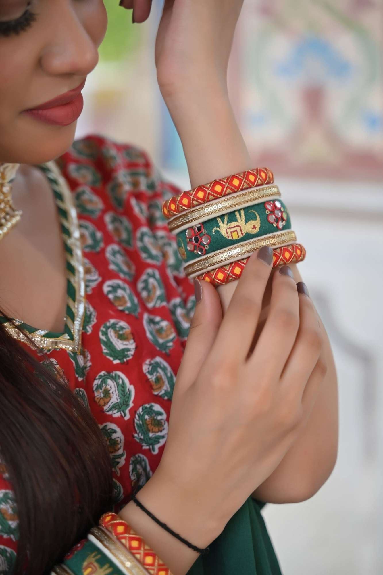 Red Paisley Lehenga handcrafted with hand block print cotton | Made To Order