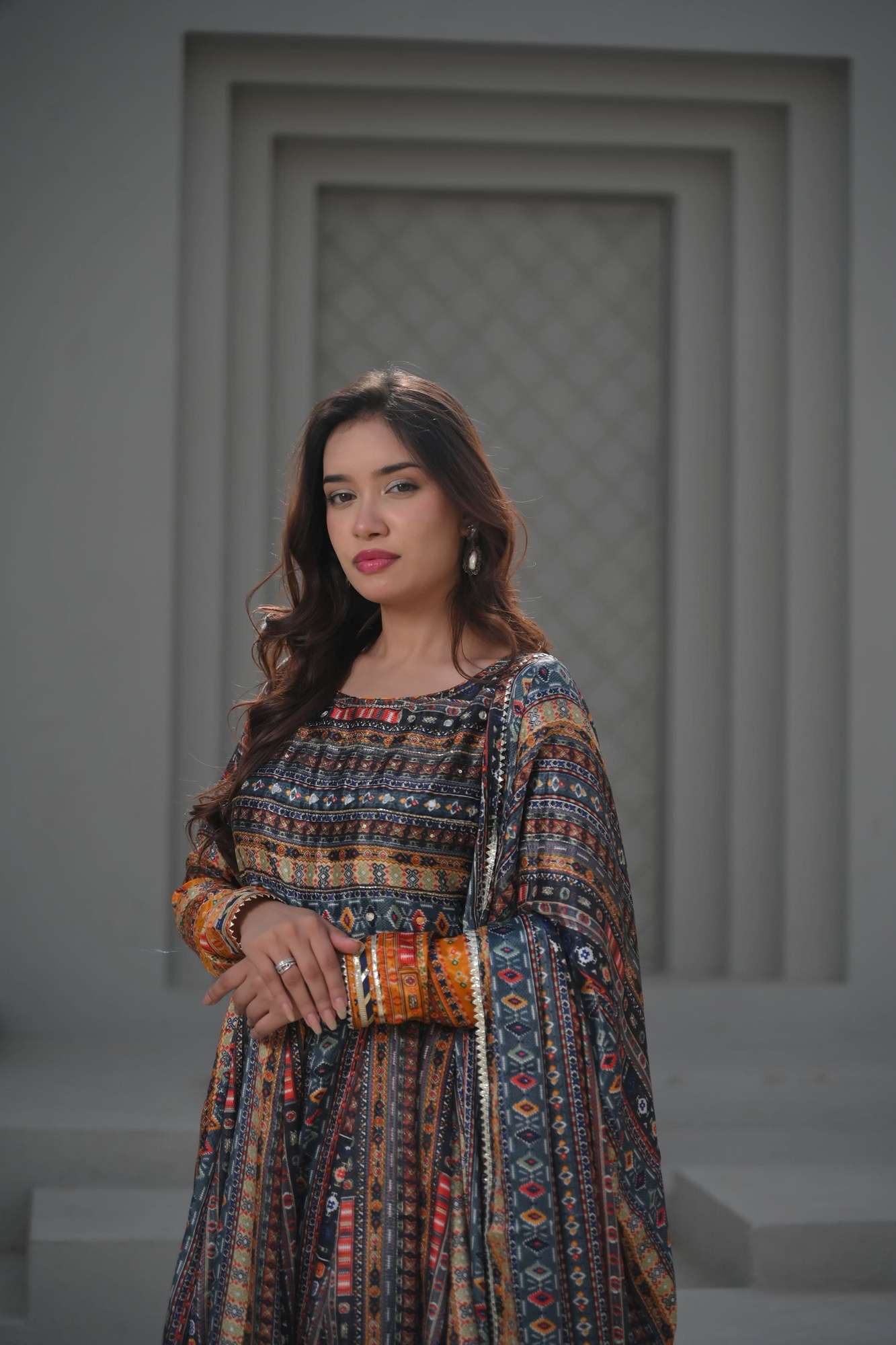 Patola Print Kalidaar 3 Piece Suit | Made To Order