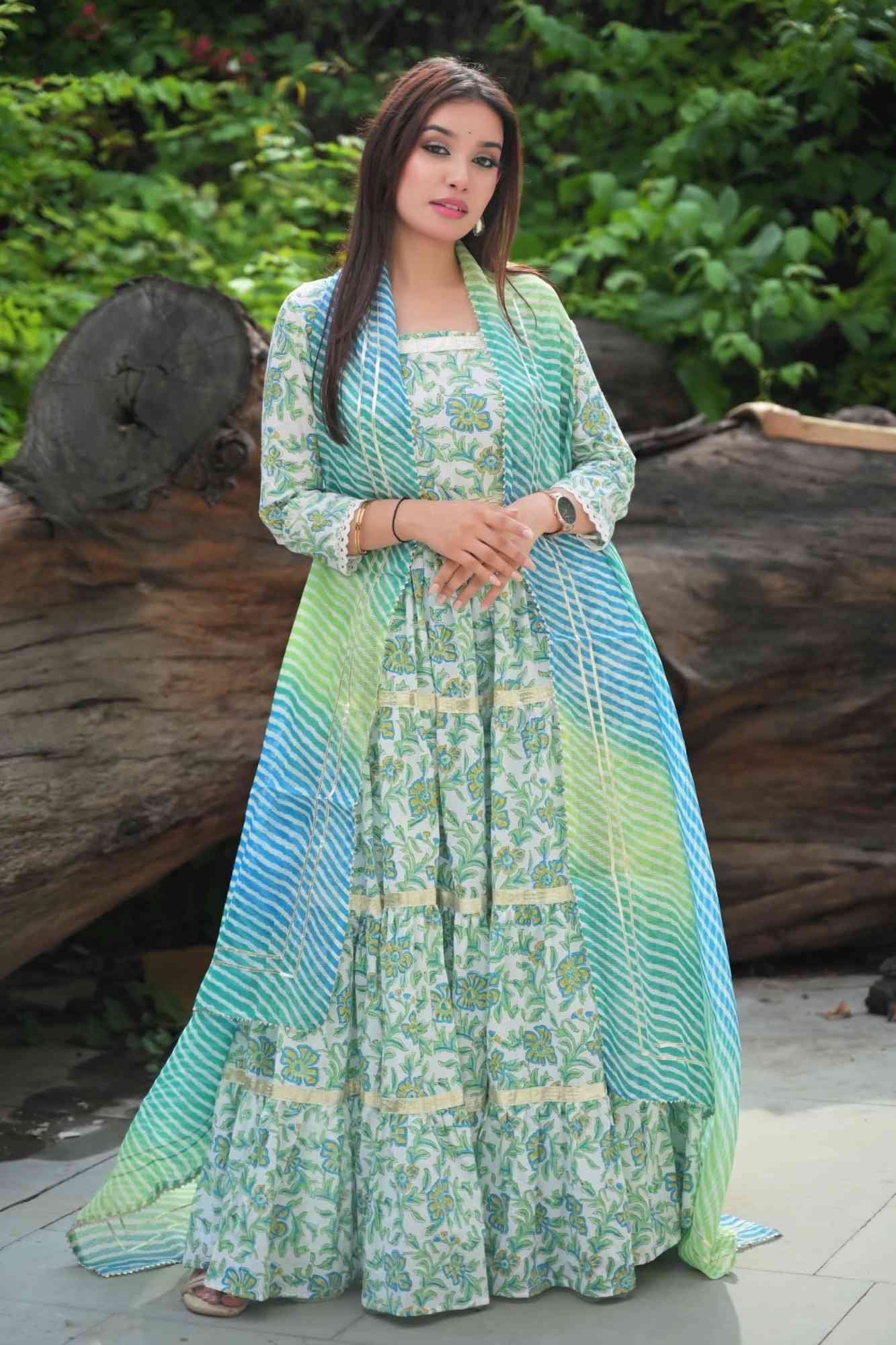 Meeraki Tiered Gown and Cape - 2 piece set| Made To Order