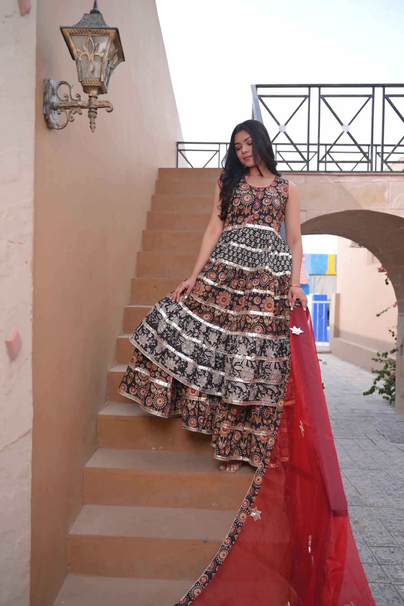 Syahi Tiered Gharara Big Gher 3 Piece Set | Made To Order