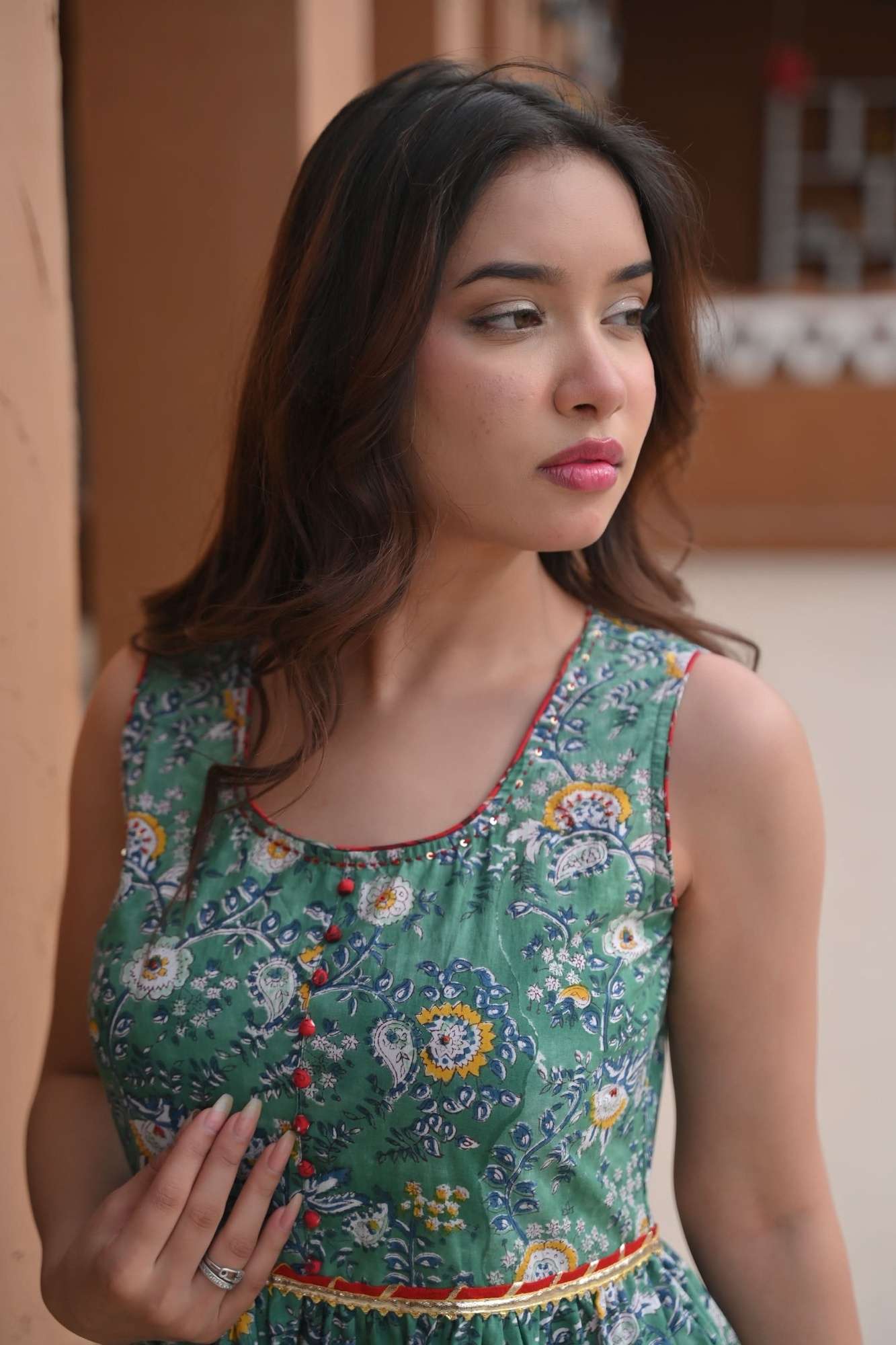 Veda Red Teal Kurta Gharara 3 piece set | Made To Order