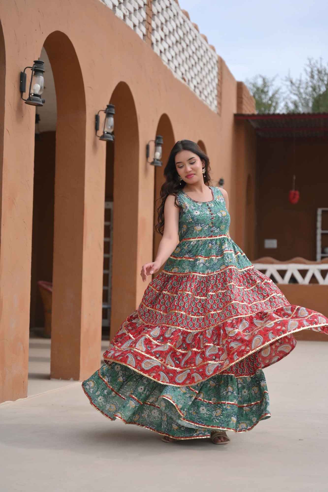 Veda Red Teal Kurta Gharara 3 piece set | Made To Order