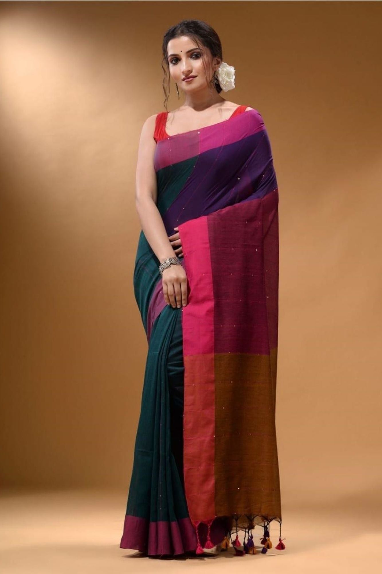 Regal Khadi Elegance with Sequin Grace & Sequinned Pallu Ready To Wear Saree