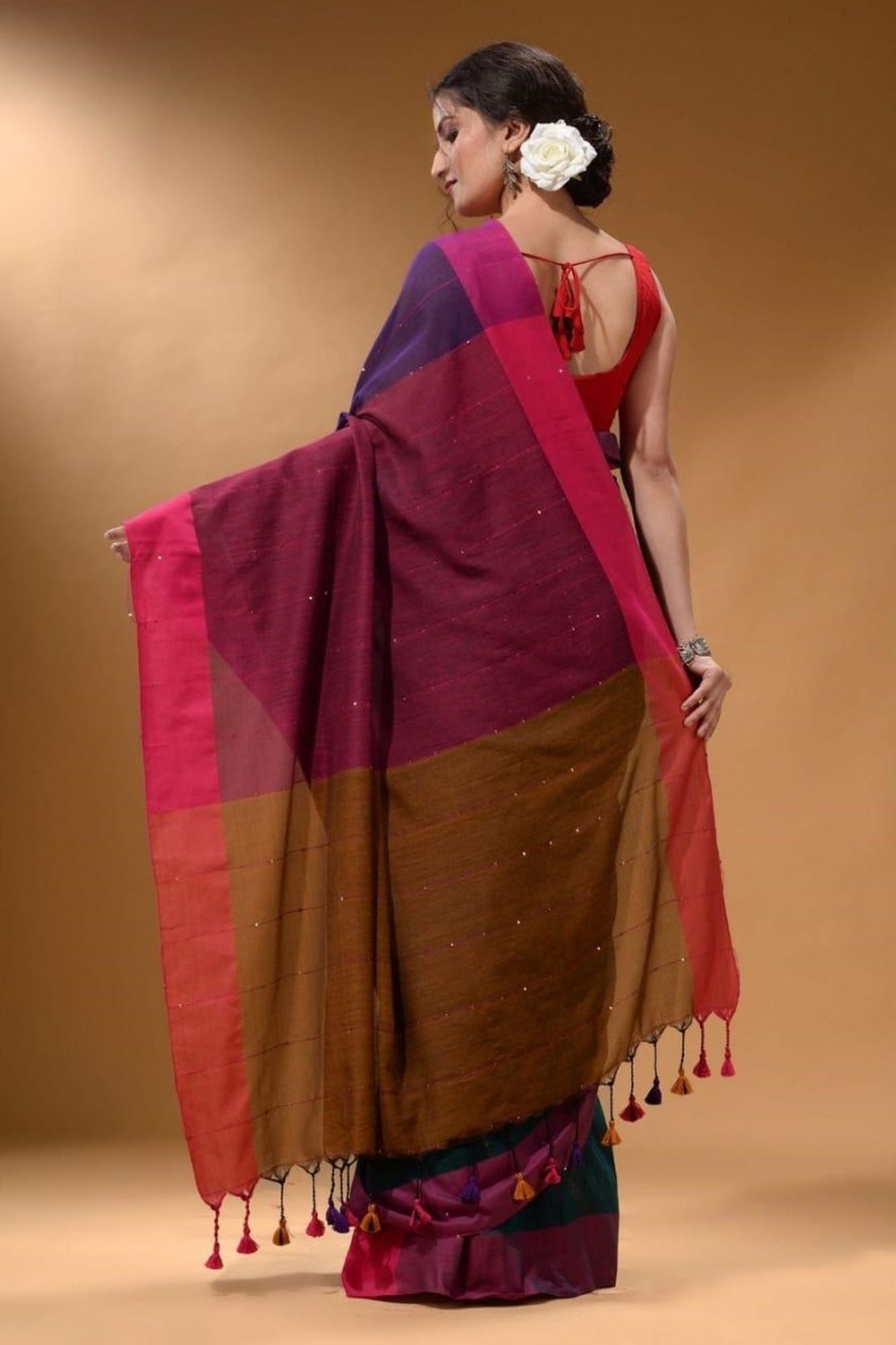 Regal Khadi Elegance with Sequin Grace & Sequinned Pallu Ready To Wear Saree