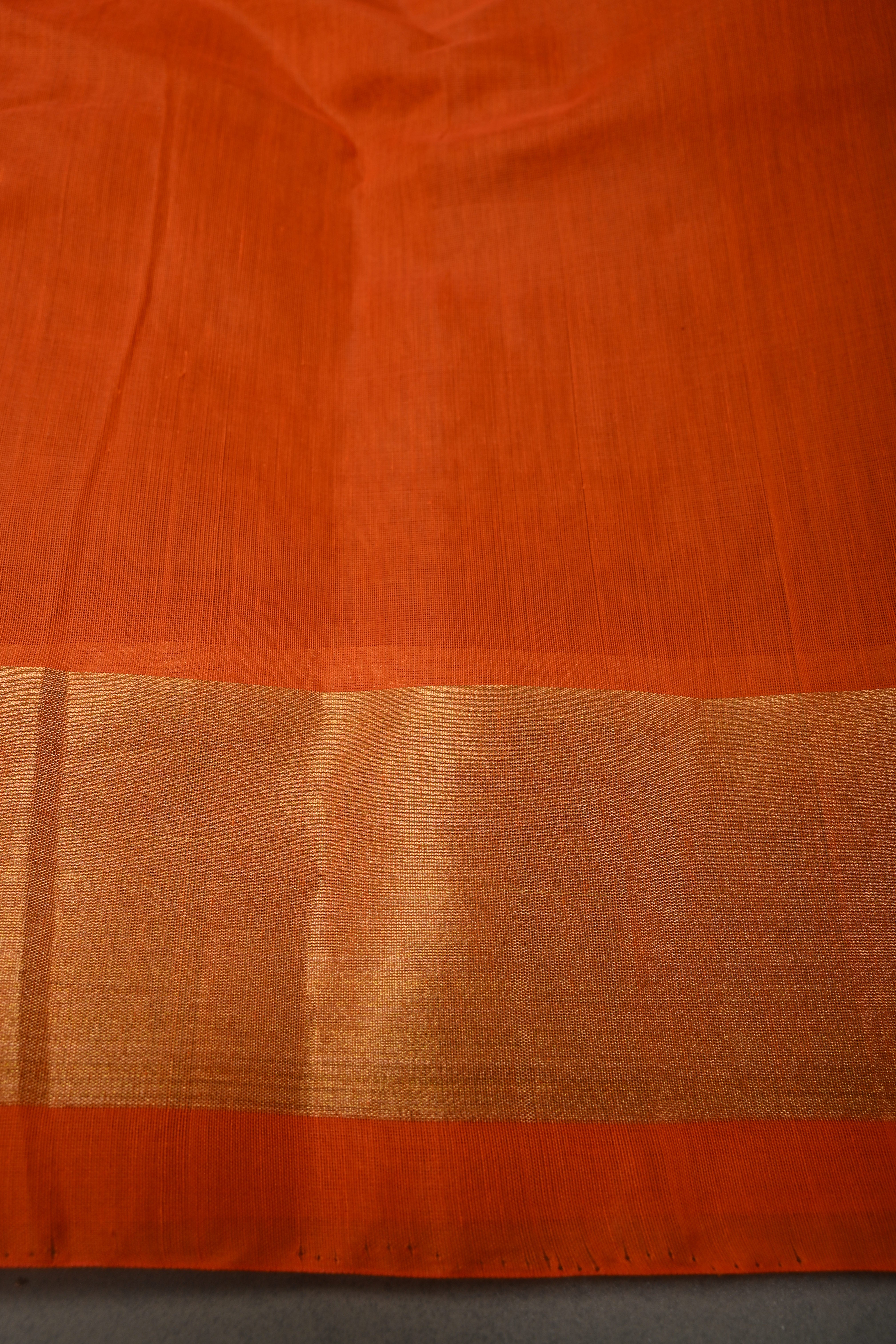 Brown Handwoven Maheswari Silk Cotton Saree with Floral Zari Buttas and Zari Border