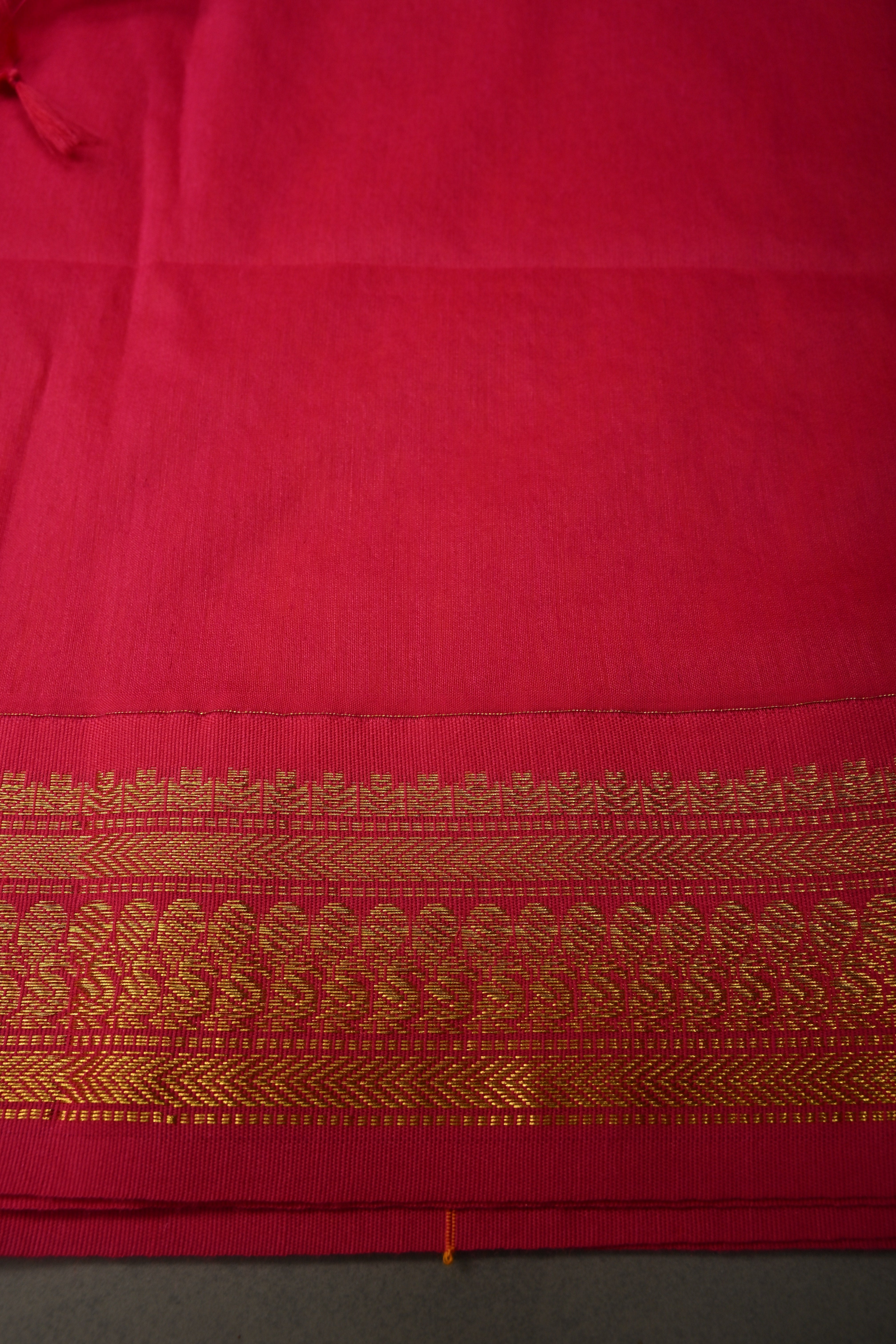 Kesari Orange Cotton Silk Saree with Thread Buttas and Contrast Zari Border
