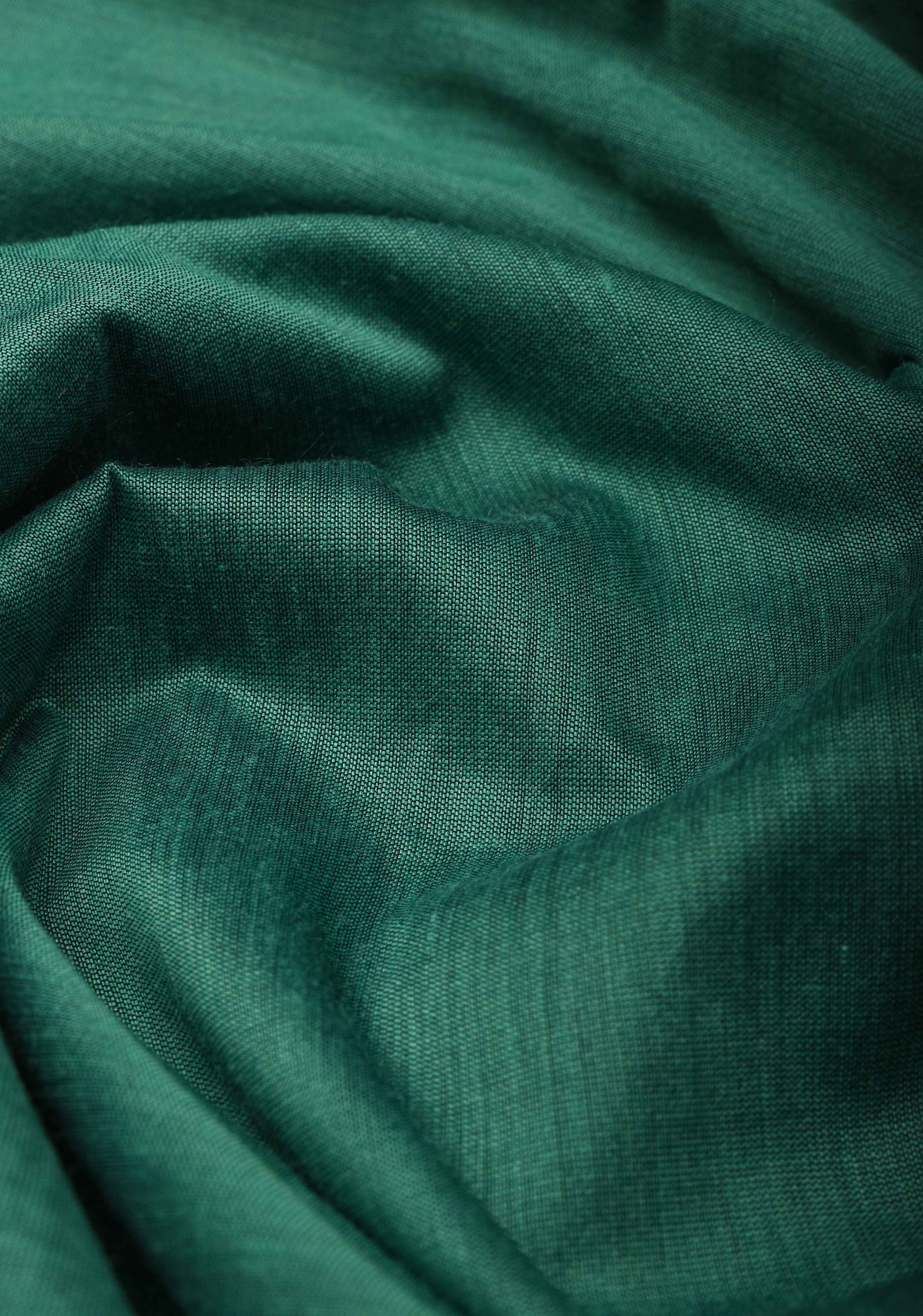 Persian Green Venkatagiri Cotton Silk Saree with Contrast Zari Border | Shobitam