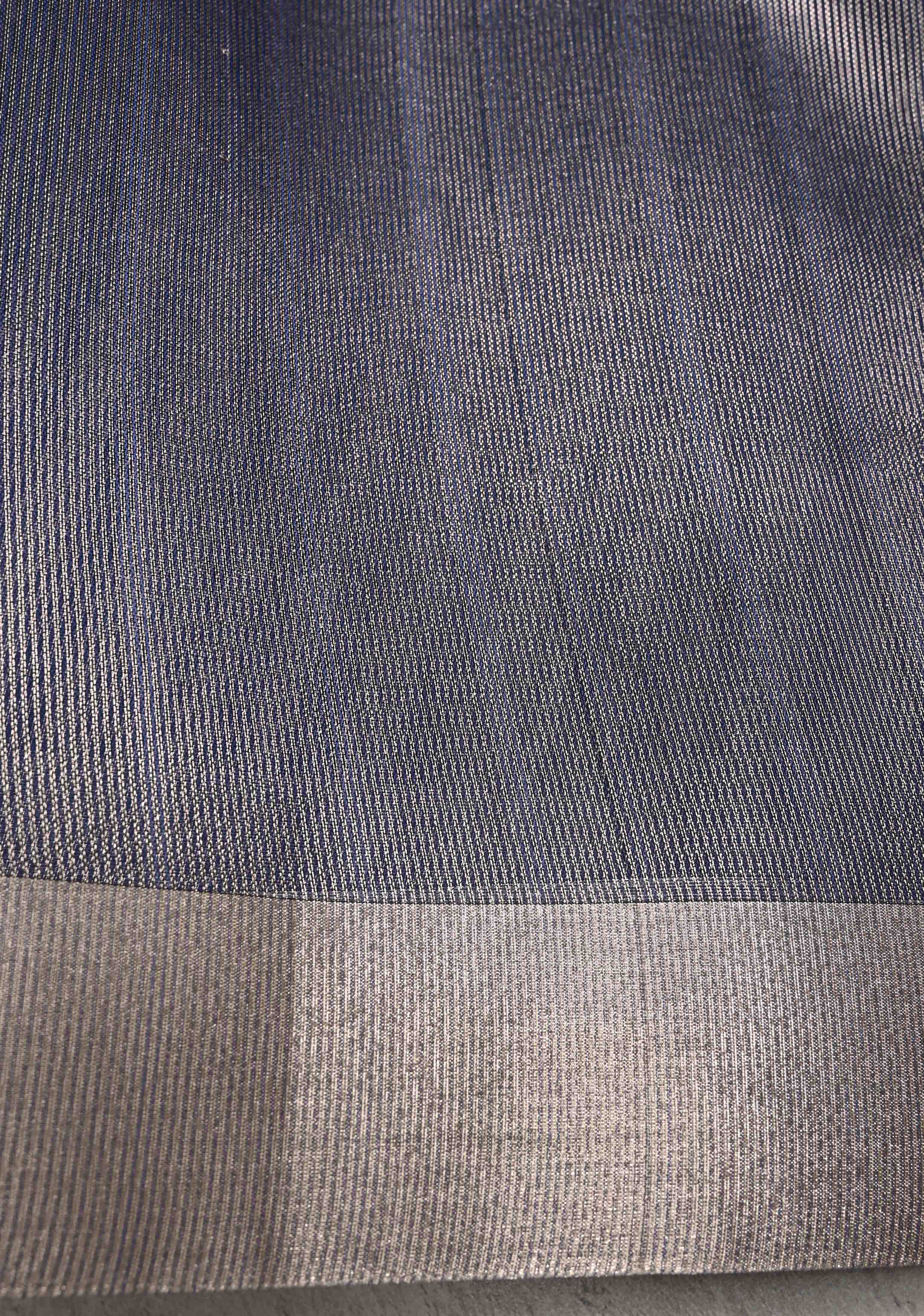 Royal Blue Semi Kora Saree with Tissue Stripes and Zari Border | Shobitam