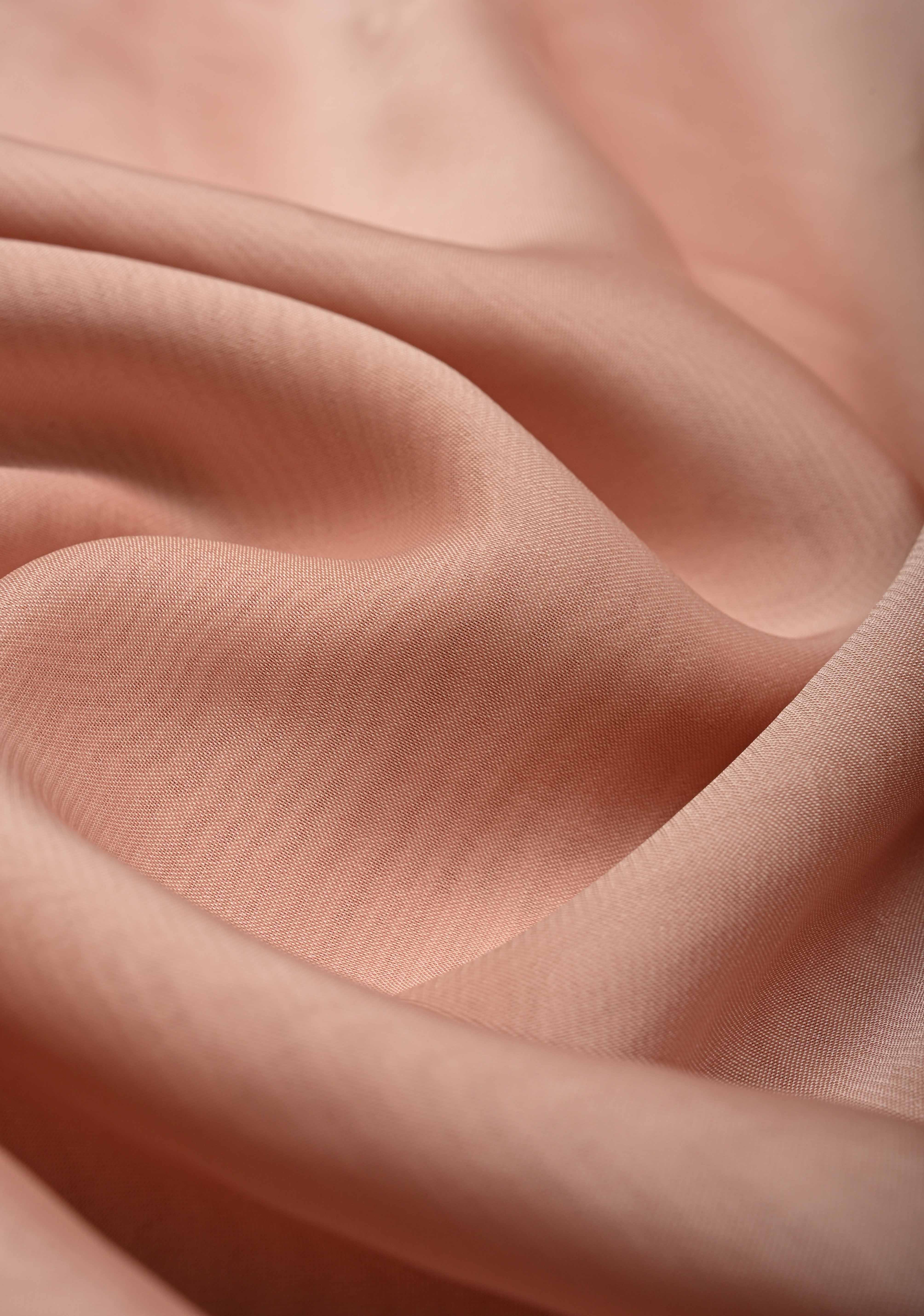 Blush Pink Chiffon Saree with Conch Shell Hand Painted , No Blouse Piece | Shobitam