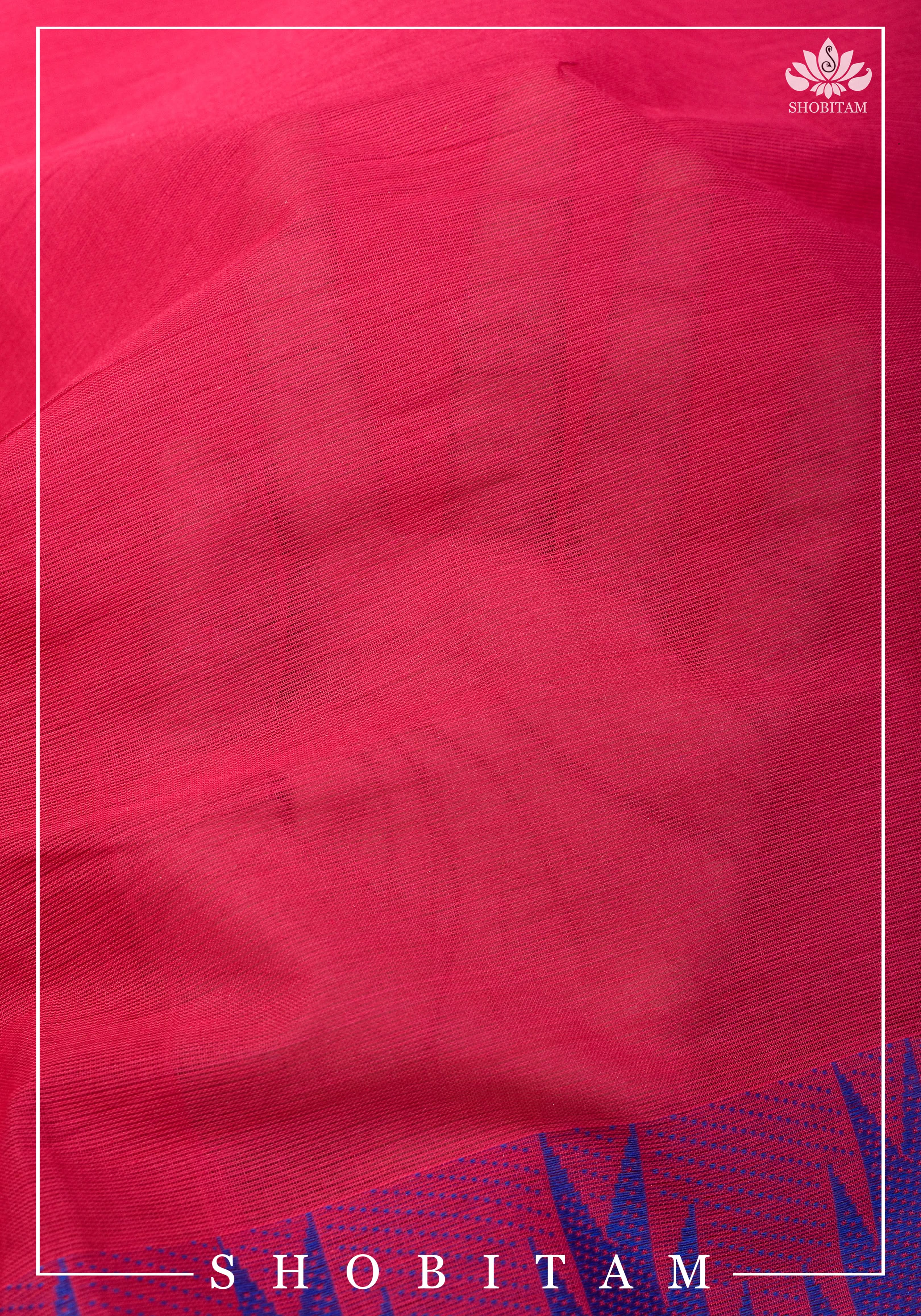 Chettinadu Cotton Saree in Pink with Wide Zari Border, no Blouse piece | Sarees by Shobitam