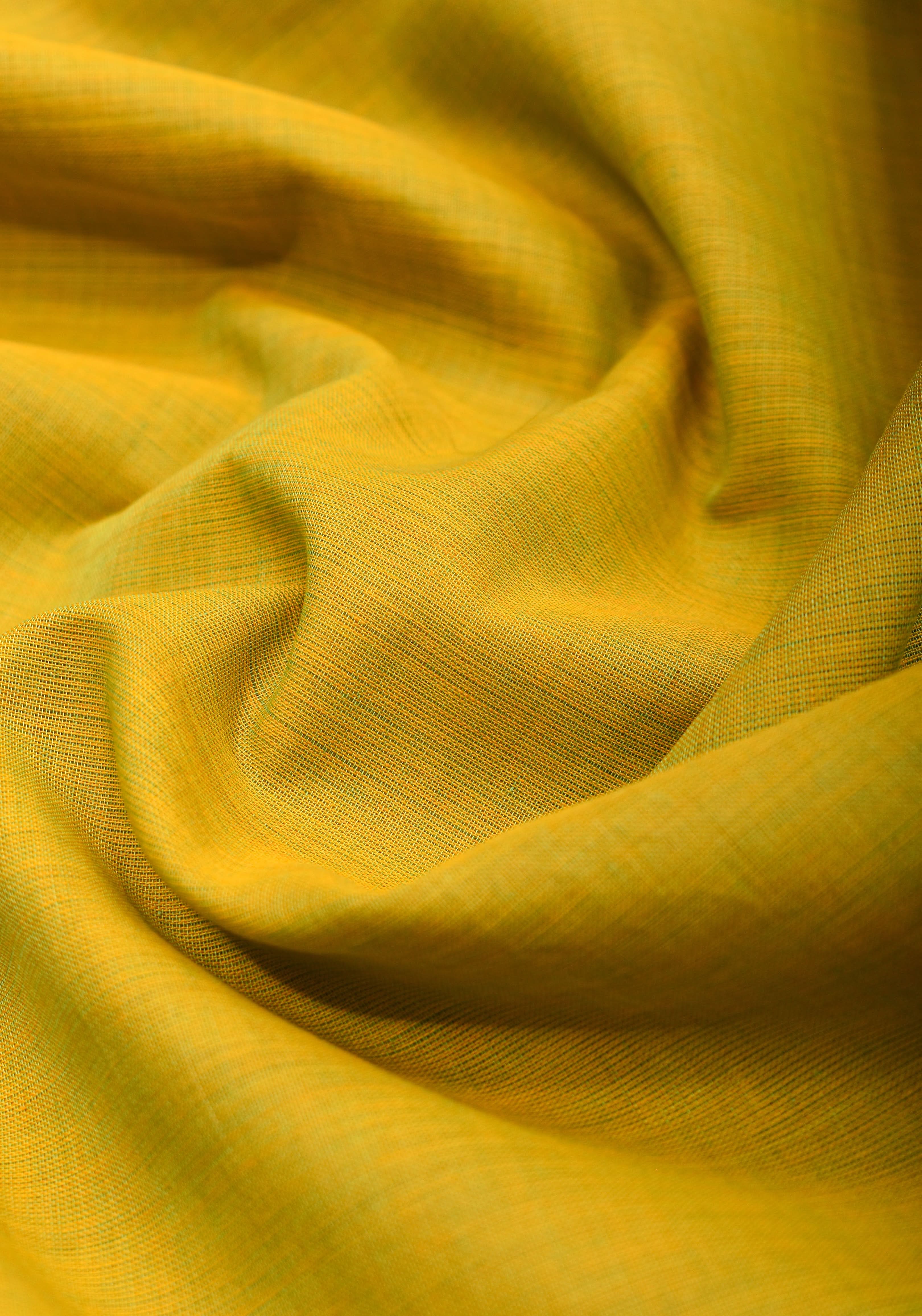 Cotton Handloom Saree In Moss Green with brick red Border No Blouse Piece | Shobitam Saree