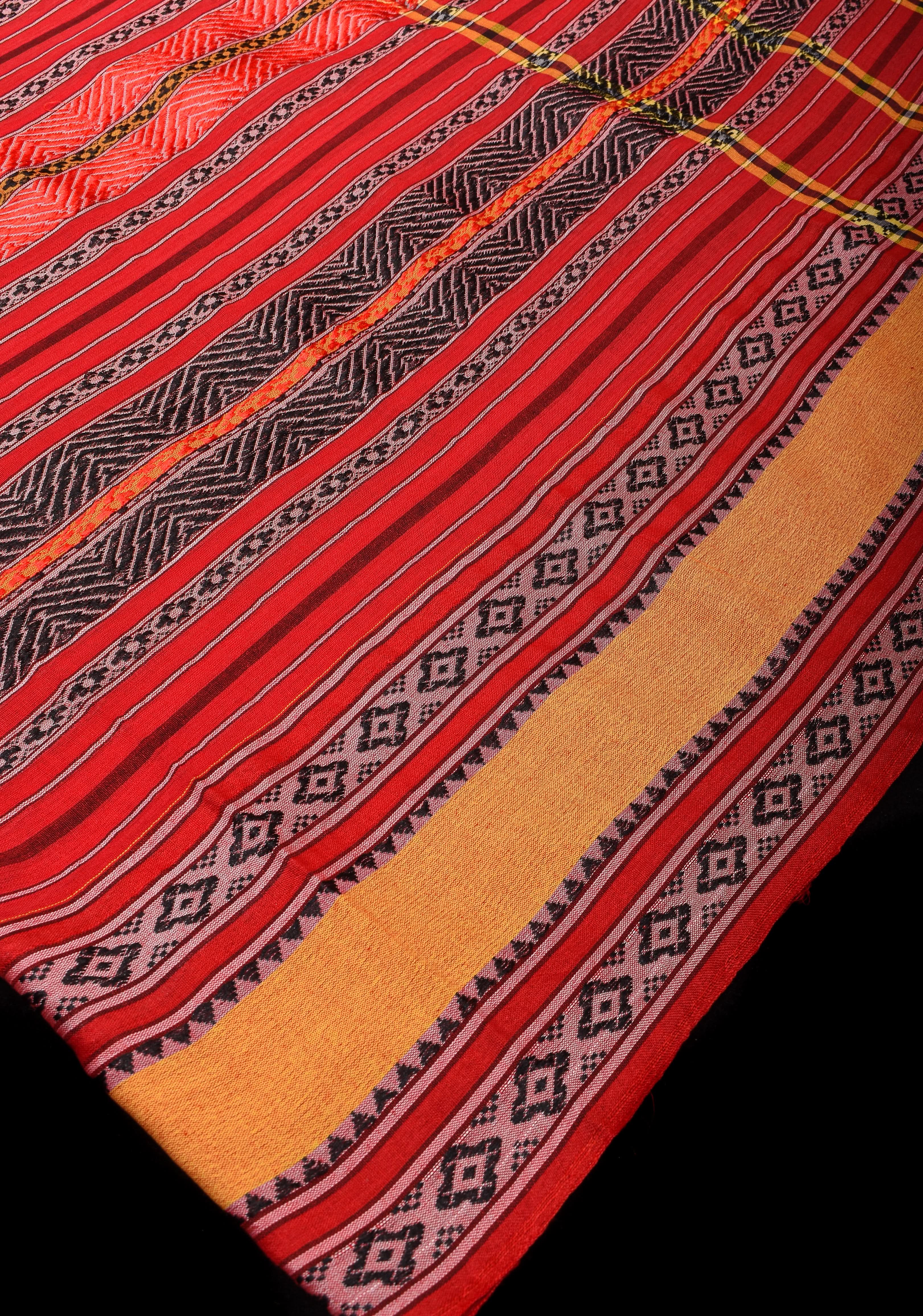 Red Bengal Cotton Saree with Multicolor weave stripes! | Shobitam