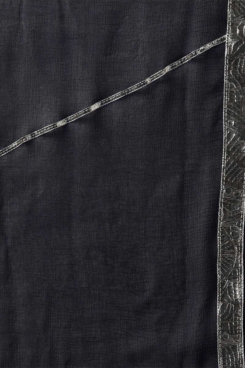 Navy Blue Polyester Straight Kurta Pant With Dupatta | SHOBITAM