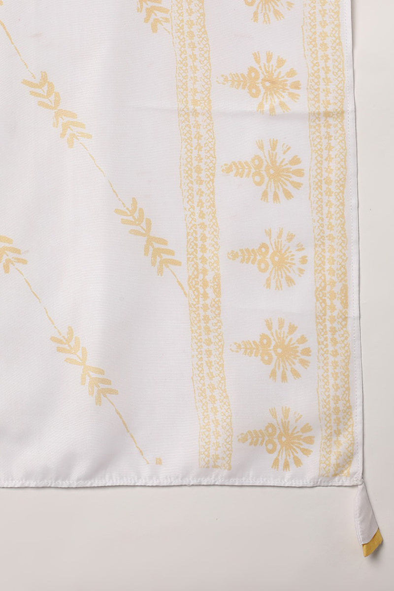 Yellow Poly Silk Ethnic Motifs Straight Suit Set | SHOBITAM