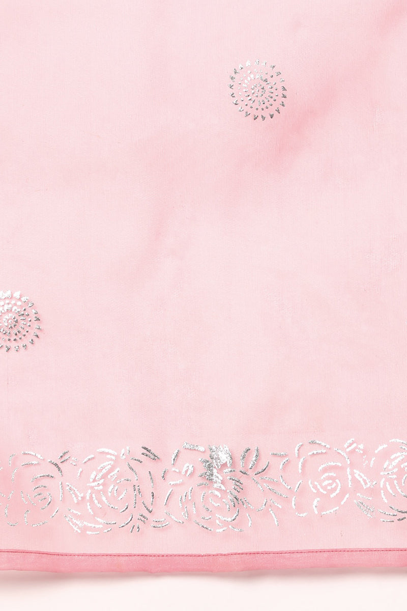 Pink Floral Yoke Design Panelled Suit Set | SHOBITAM