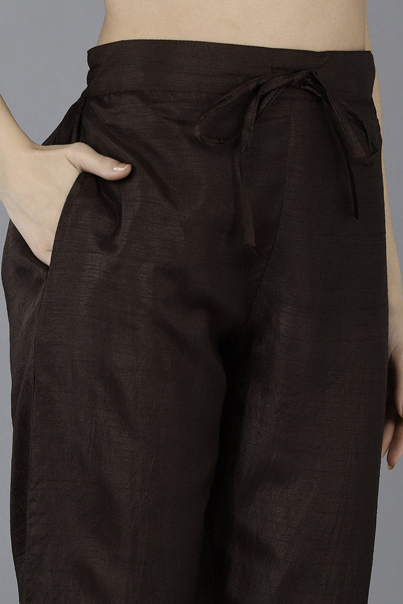 Grey Silk Blend Embroidered Kurta | SHOBITAM