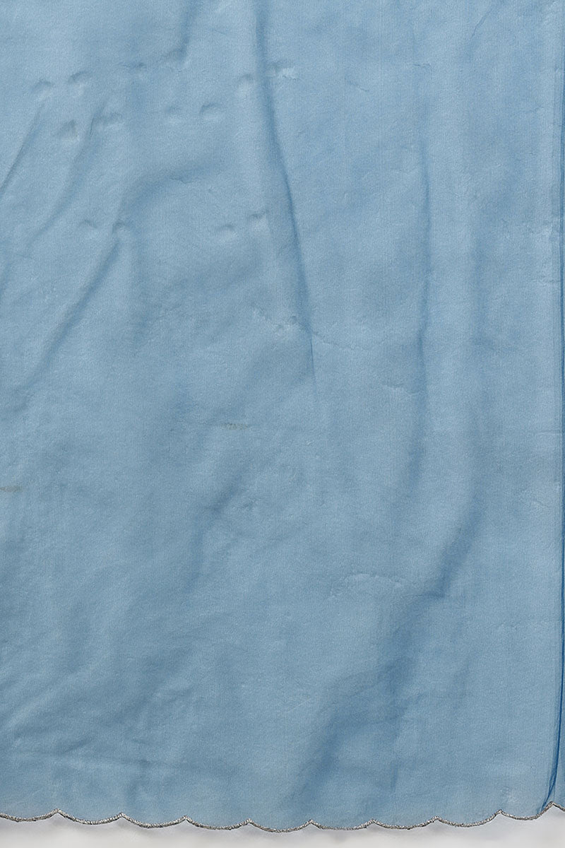 Grey Silk Blend Embroidered Kurta | SHOBITAM