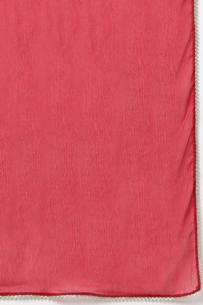 Red Silk Blend Straight Kurta Palazzo With Dupatta | SHOBITAM