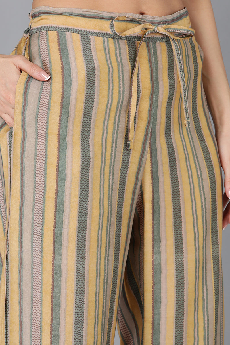 Yellow Silk Blend Straight Kurta Palazzo With Dupatta | SHOBITAM