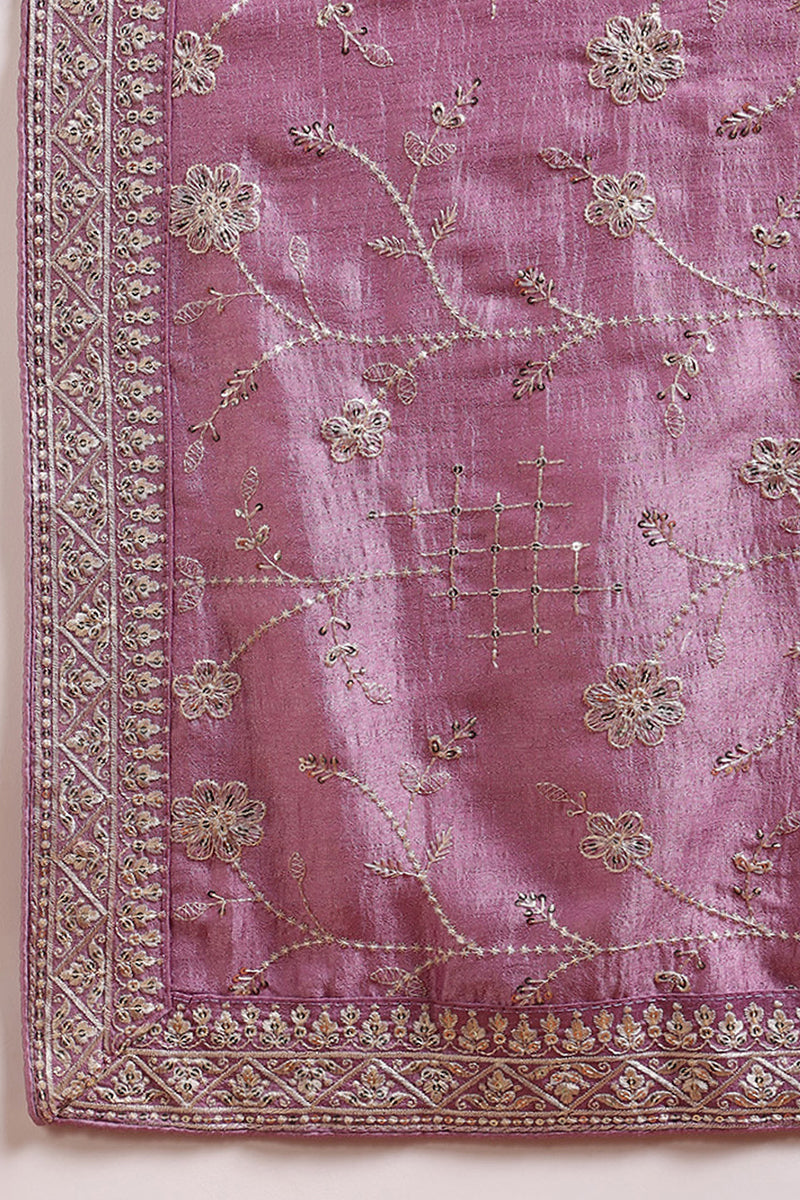 Lavender Silk Blend Straight Kurta Pant With Dupatta | SHOBITAM