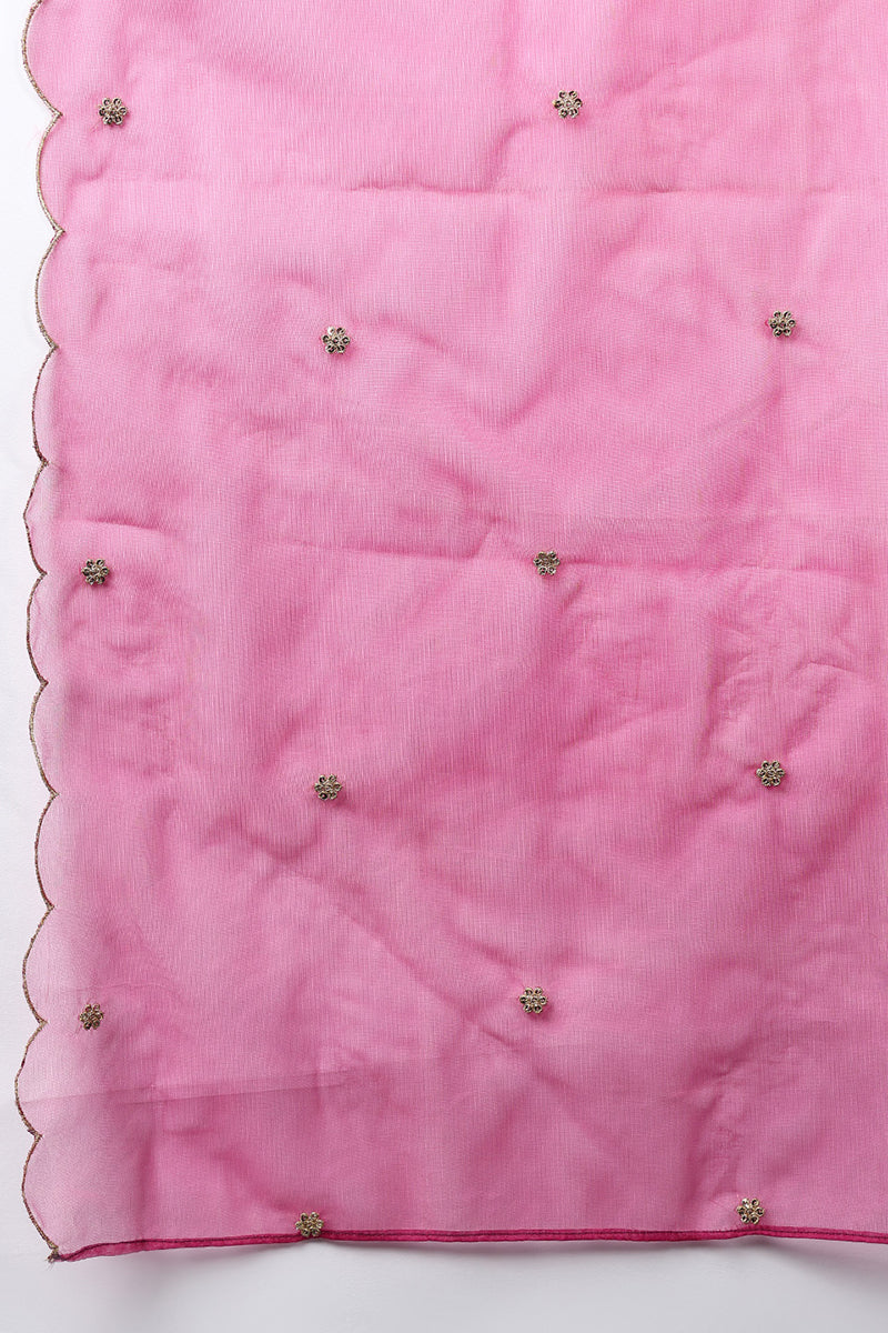 Pink Silk Blend Solid Embroidered Flared Suit Set | SHOBITAM