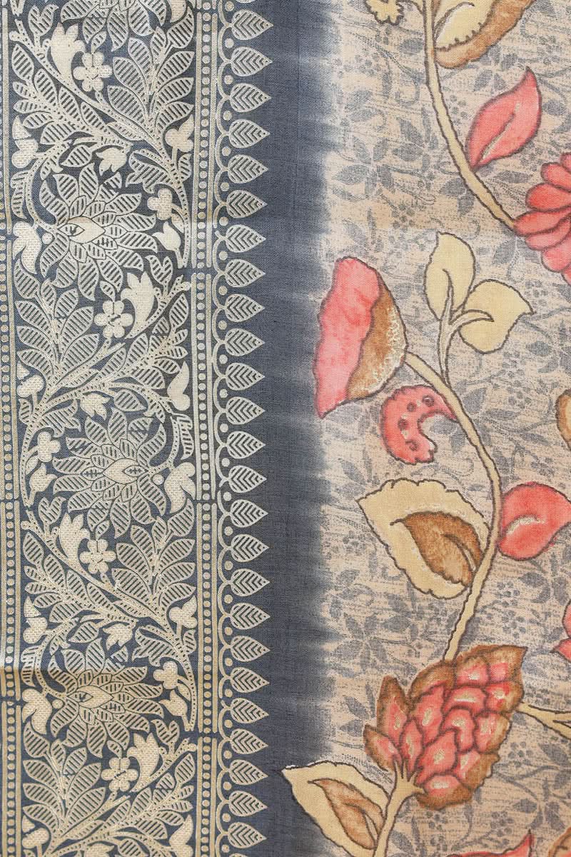 Blue Silk Blend Ethnic Motifs Embroidered Straight Suit Set | SHOBITAM