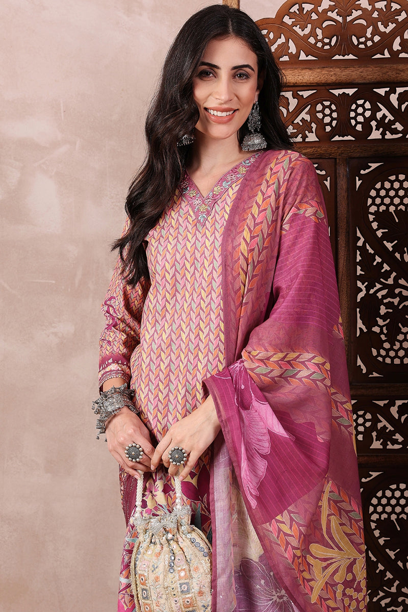 Multi Color Rayon Blend Floral Printed Straight Trouser Bottom Suit Set | SHOBITAM