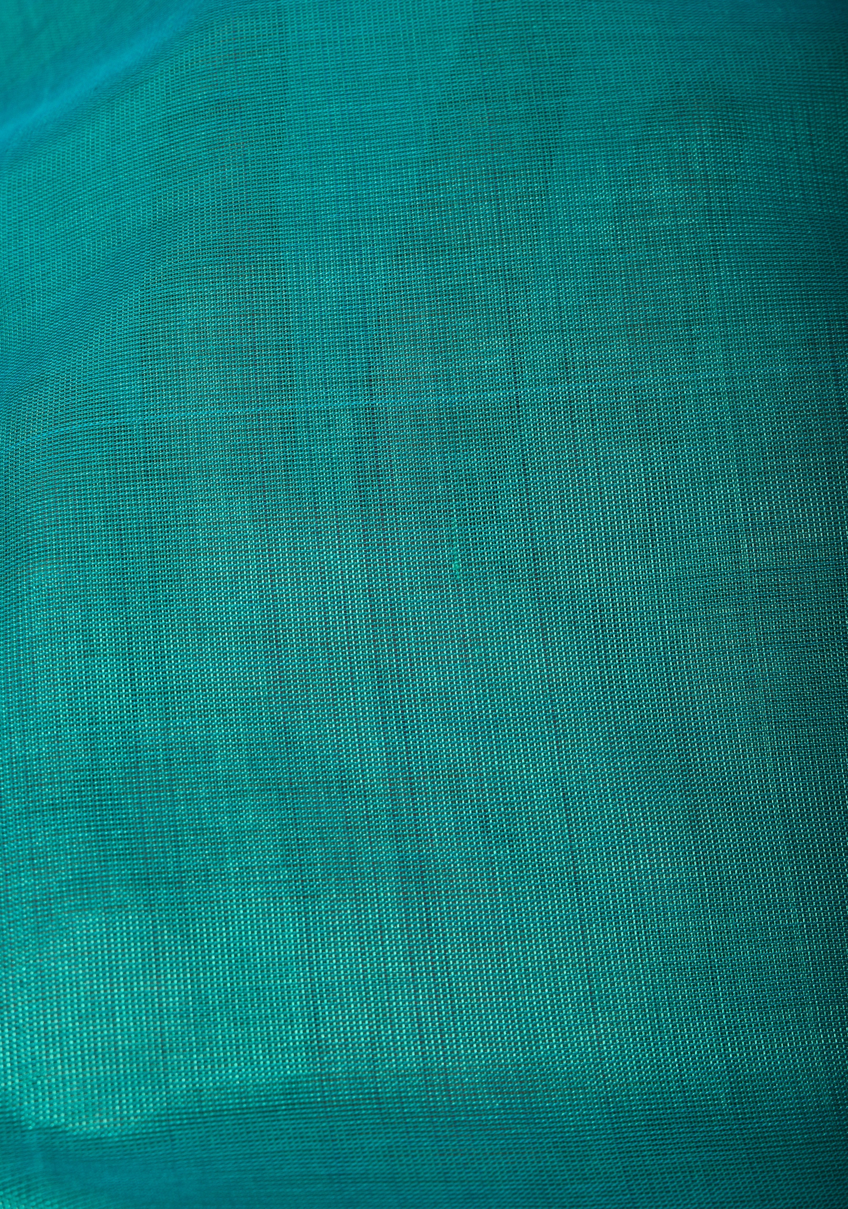 Authentic Kanchi Cotton Handwoven Saree in Cyan with Zari Border No Blouse Piece | Shobitam